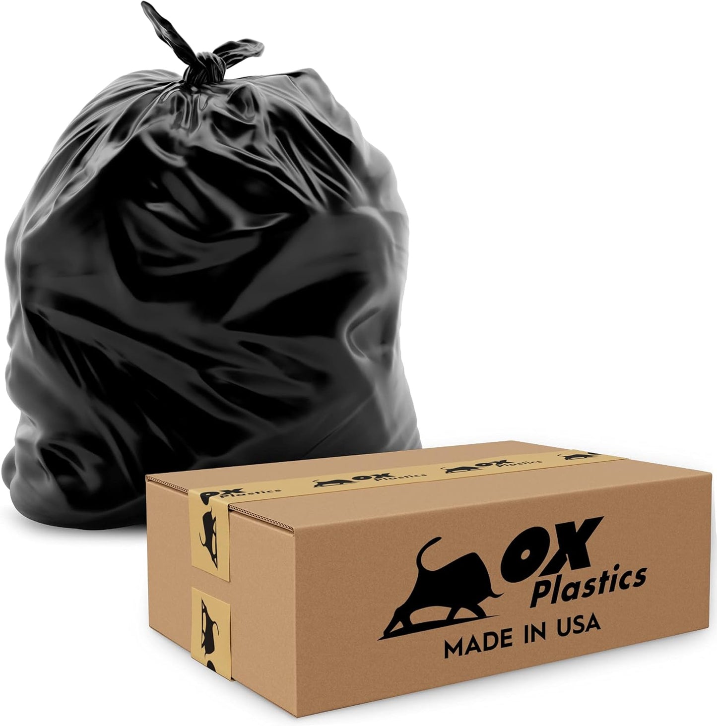 OX Plastics Black Trash Bags - Heavy Duty Garbage Bags, Extra Thick Unscented Large Trash Can Liners for Home, Outdoor, and Commercial Use - 13 Gallon, 200 Count