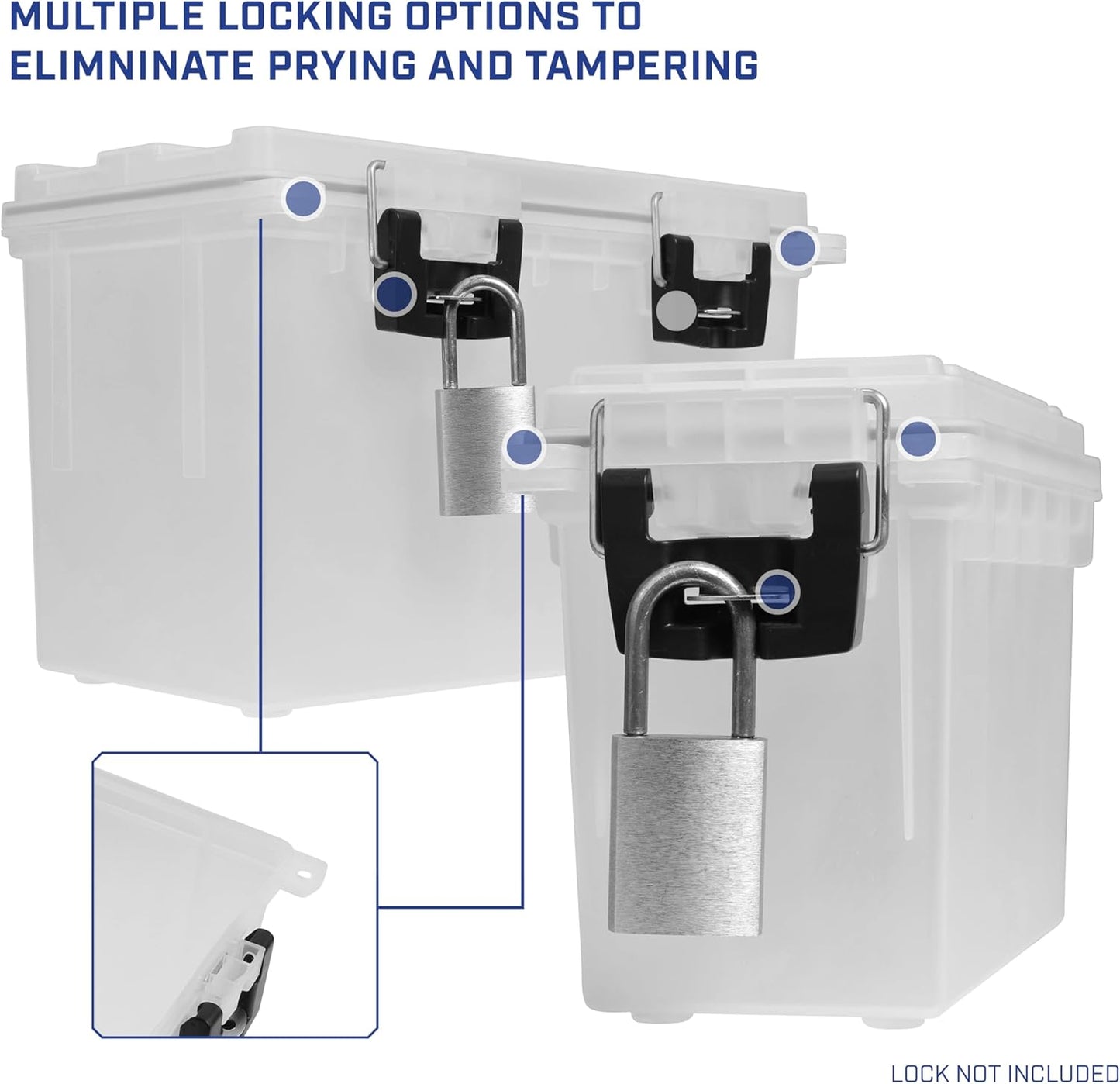 Sheffield 12722 Storage Bins With Lids, 2-Pack Stackable Storage Bins, Made in USA, Lockable and Water-Resistant Containers with Lids, Plastic Containers for Home, Classroom, and Dorm
