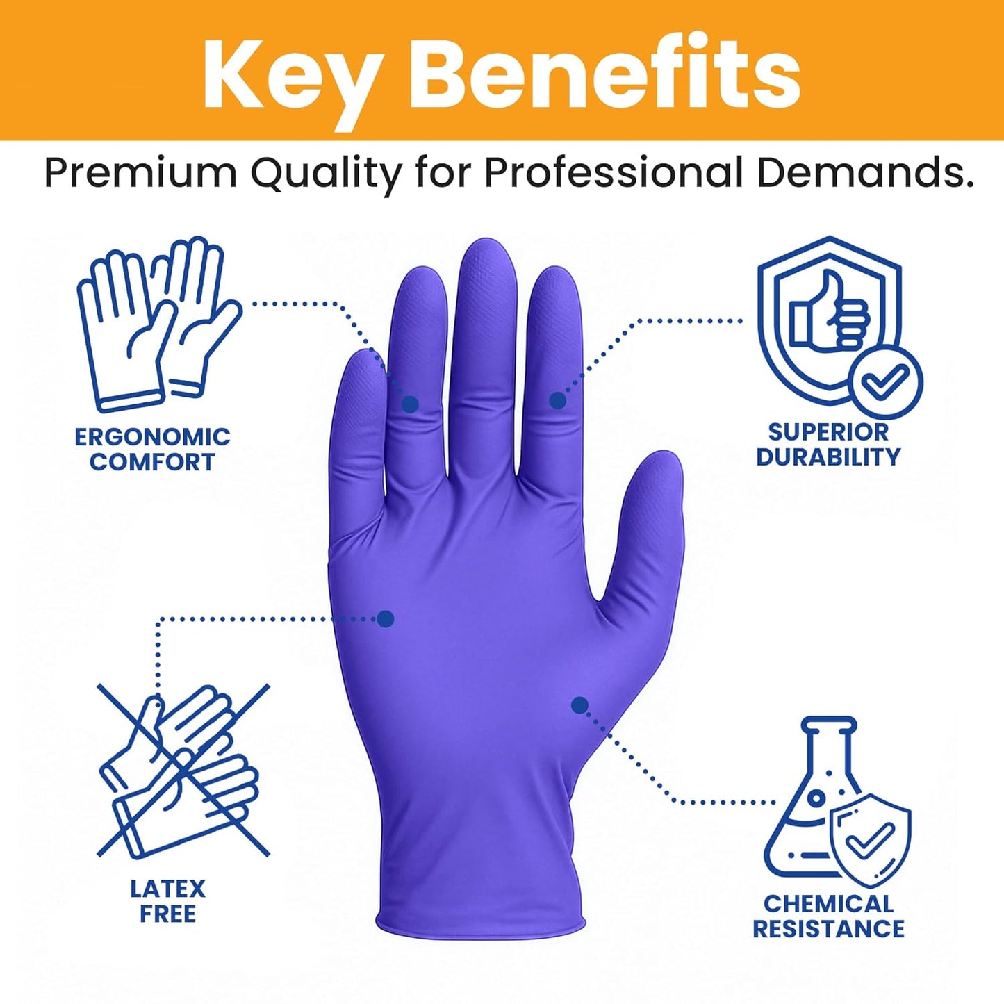 SafeWay Nitrile Disposable Gloves — Multi-Purpose Powder-Free, Non-Latex, Medical Use, and Textured Fingertips for Food Prep, Cleaning, Tattoo, Nursing, Lab, Examination, & More — (6000 pcs, Large)