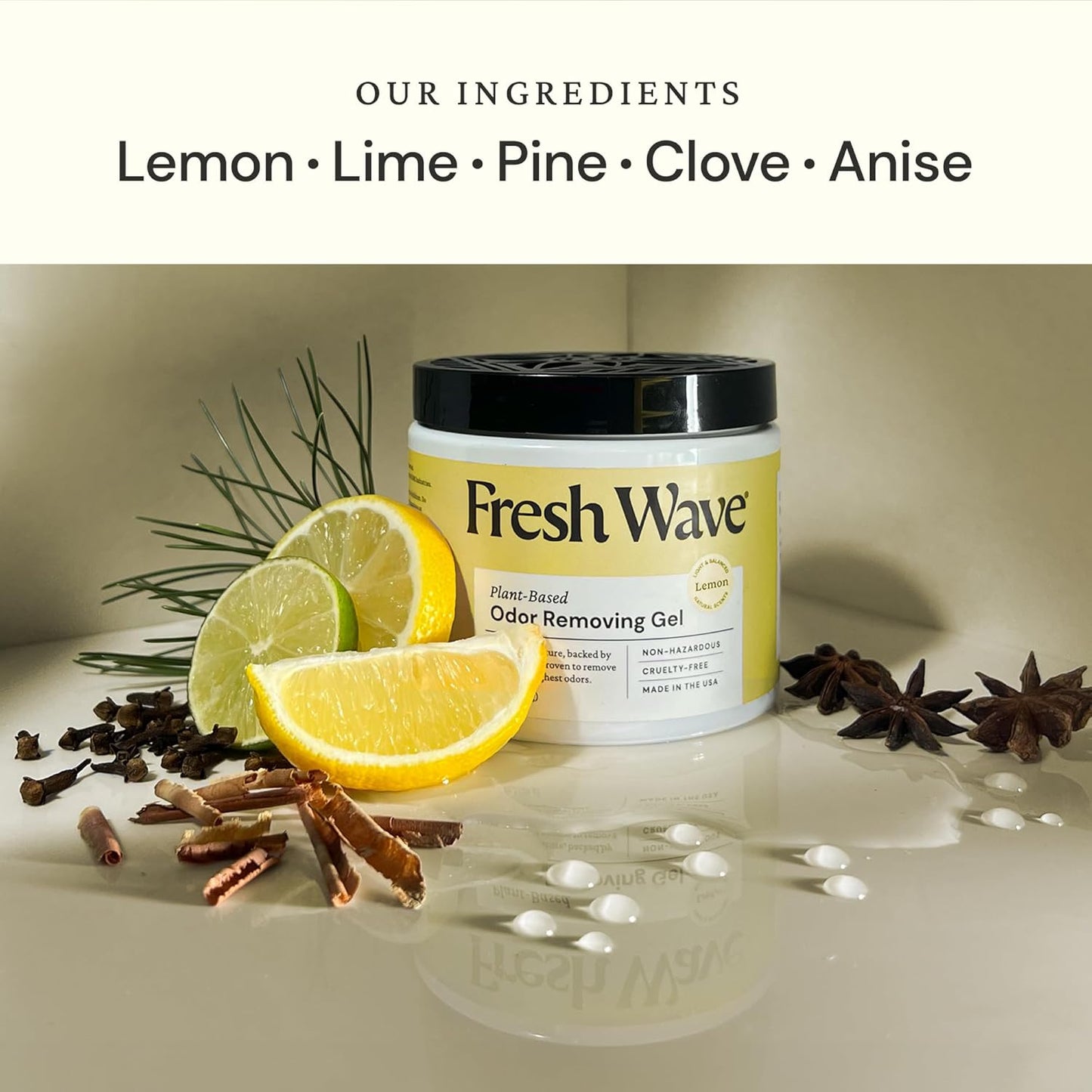 Fresh Wave Lemon Odor Removing Gel, 15 oz., Pack of 2 - Safer Odor Absorbers for Home, Natural Plant-Based Odor Eliminator, Every 15 oz. lasts 30-60 Days, For Cooking, Trash & Pets