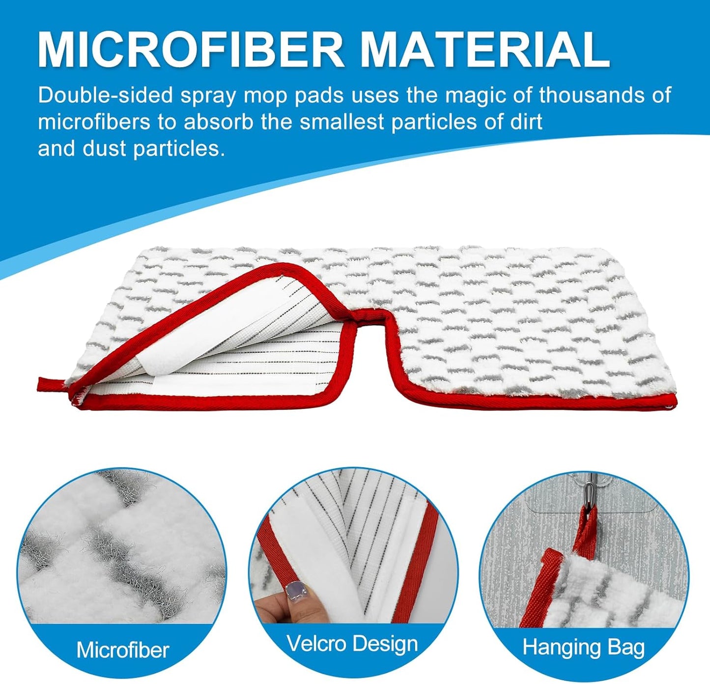 Microfiber Spray Mop Pads Compatible with Promist MAX Spray Mop, Mops Refills for Ocedar Replace Head Replacements, Double Sided Usable Pads for Dry Wet Floor Cleaning (4 Pack Grey)