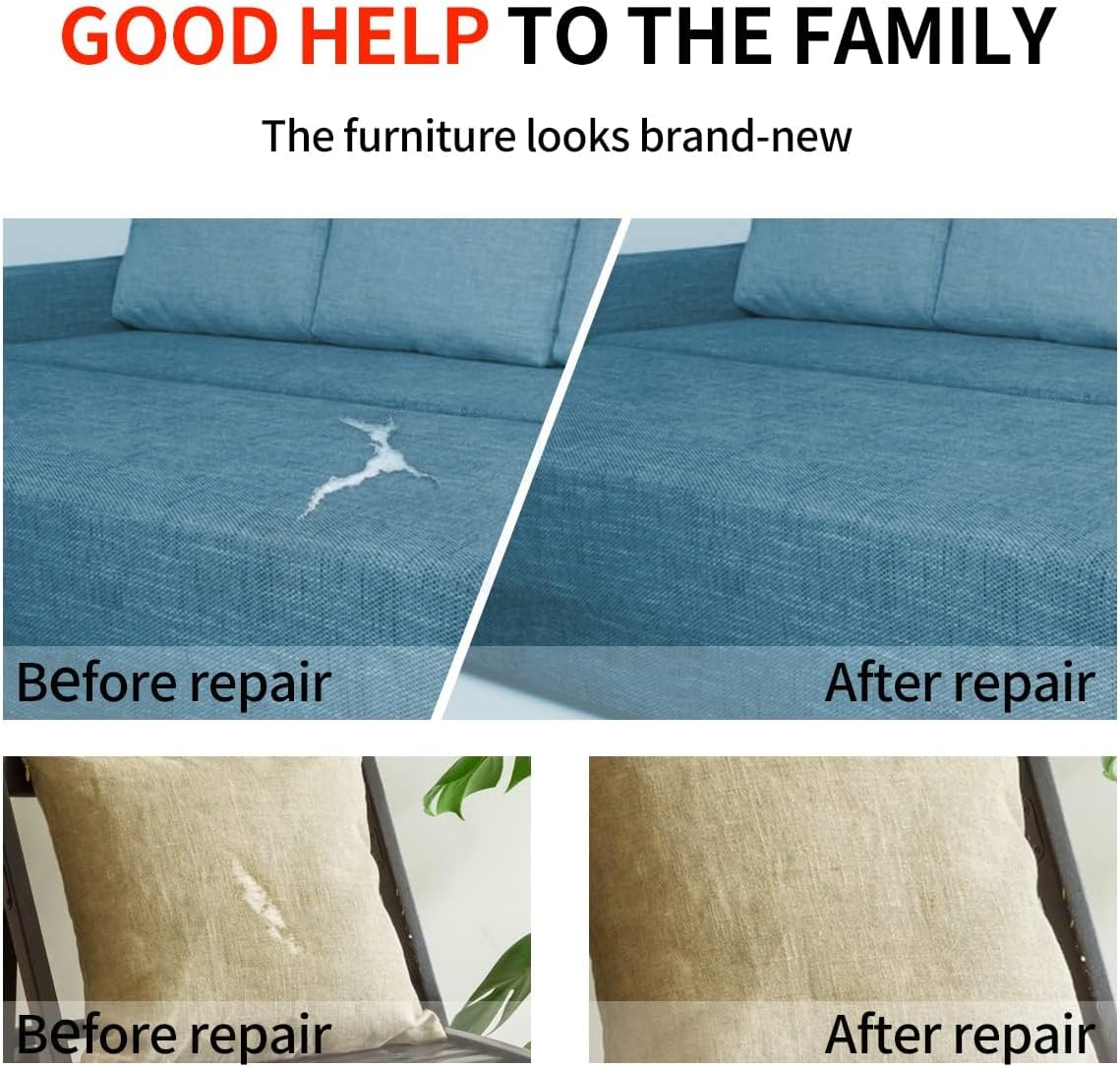 Fabric Repair Patches, Linen Repair Tape Self-Adhesive Fabric Patches Durable, DIY Large Linen Tape for Sofa, Couches, Furniture, Chair, Clothing （3.5X79 Inch, Beige）