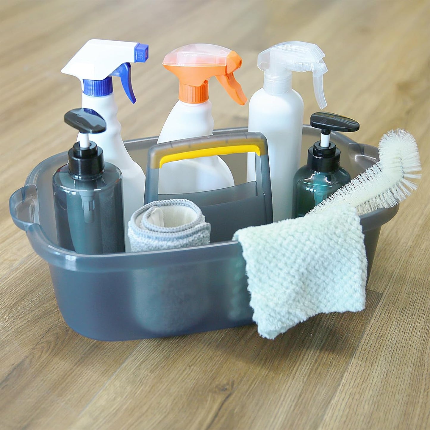 Multi-Purpose Cleaning Caddy with Handle, Shower Caddy Organizer/Storage Basket/Totes Portable for Bathroom Supplies, Cleaning Products, Under Sink Tool (Translucent Gray, 1 Pack)