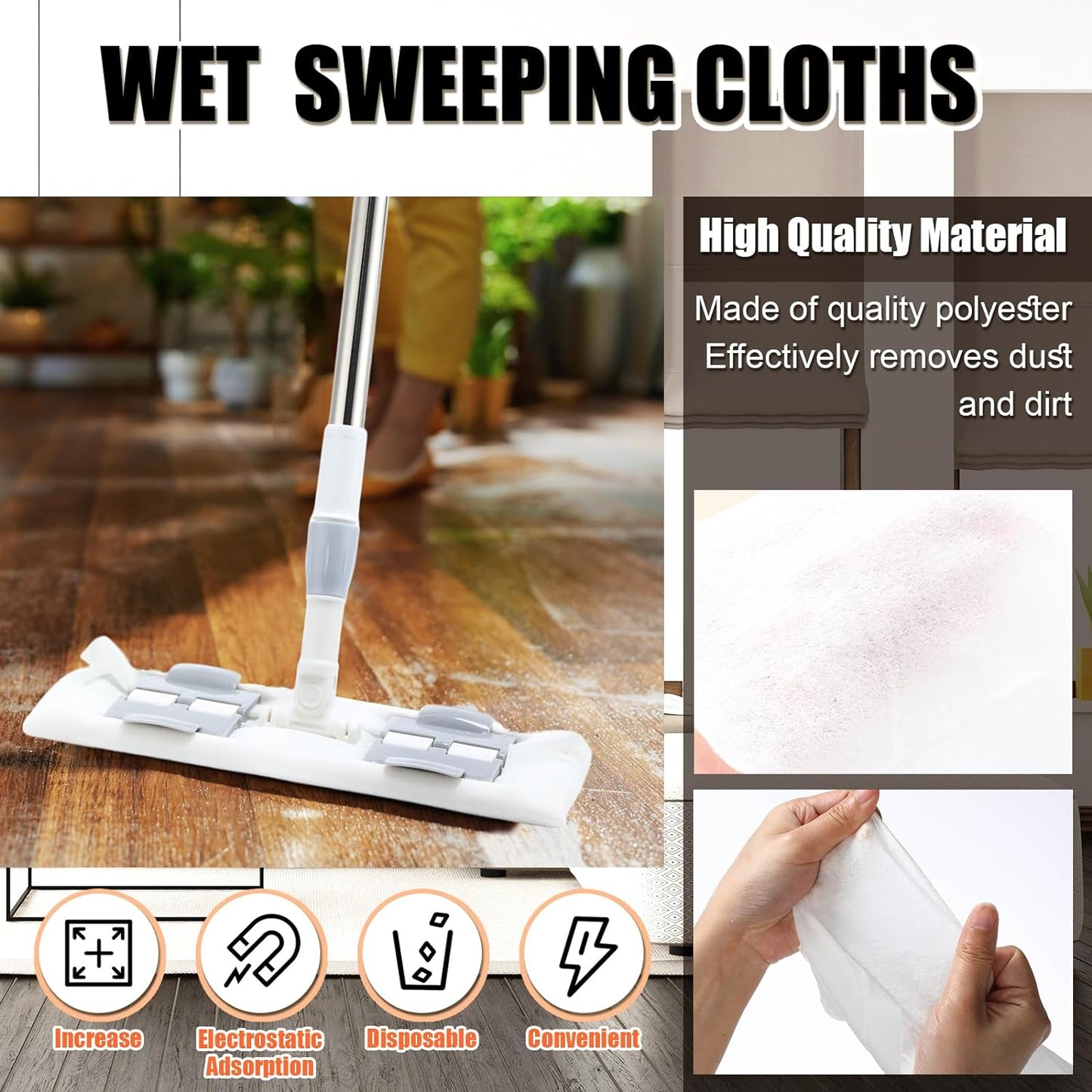 300 Counts Sweeper Wet Mopping Cloths 17.7 x 11.8'' X Large Wet Mop Pads Refills XL Disposable Floor Wipes Duster for Sweeping Scrubbing Cleaning Dry Wood Hardwood Tile