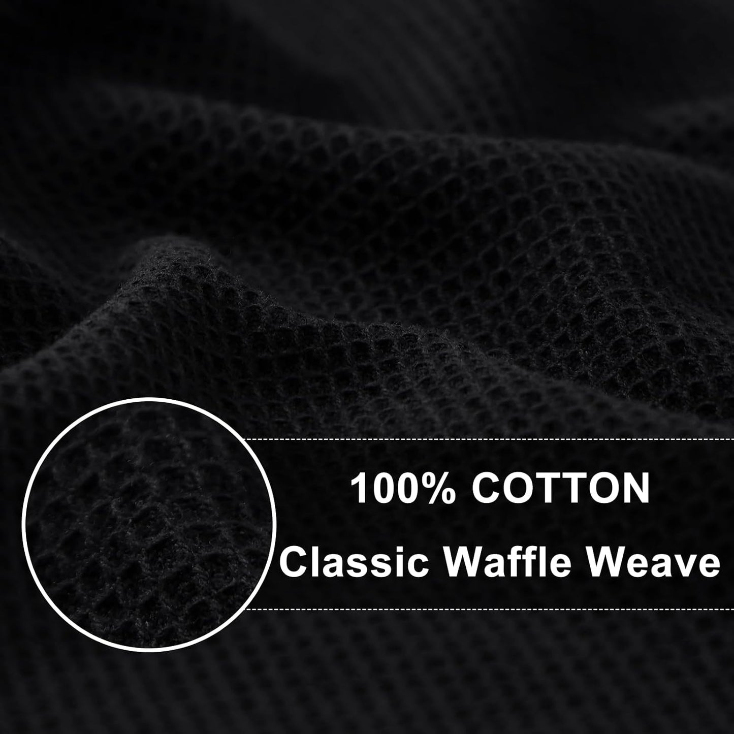 Homaxy 100% Cotton Waffle Weave Dish Cloths - 6 Pack Soft and Absorbent Dish Towels - 12 x 12 Inches Quick Dry Dish Rags - Black
