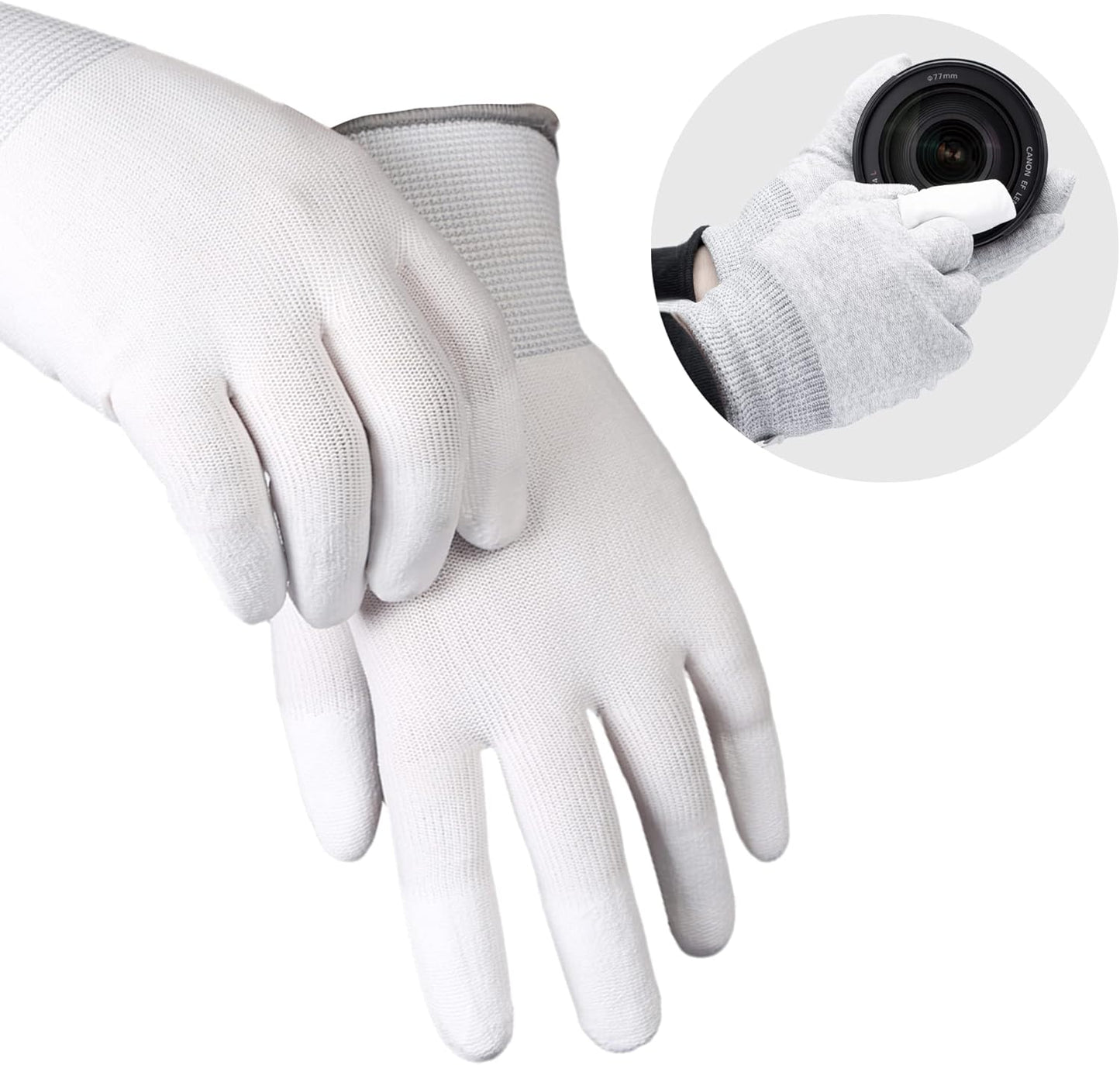 VSGO Professional Camera Cleaning Gloves Anti-Static for Camera and Sensor Cleaning, Compatible with Precision Instruments, White (DDG-1)