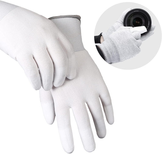 VSGO Professional Camera Cleaning Gloves Anti-Static for Camera and Sensor Cleaning, Compatible with Precision Instruments, White (DDG-1)
