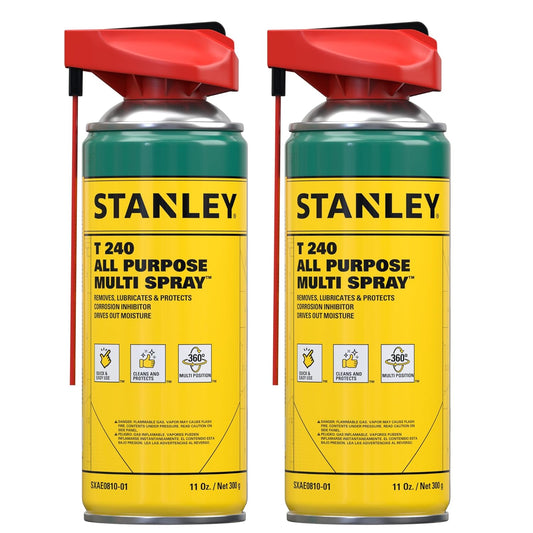 Stanley T240 Corrosion Inhibitor Spray - Rust Remover&Cleaner Aerosol - Versatile Rust Prevention Spray for Garage, RV, Woodworking, Power Tools - 11 Oz, 2 Pack