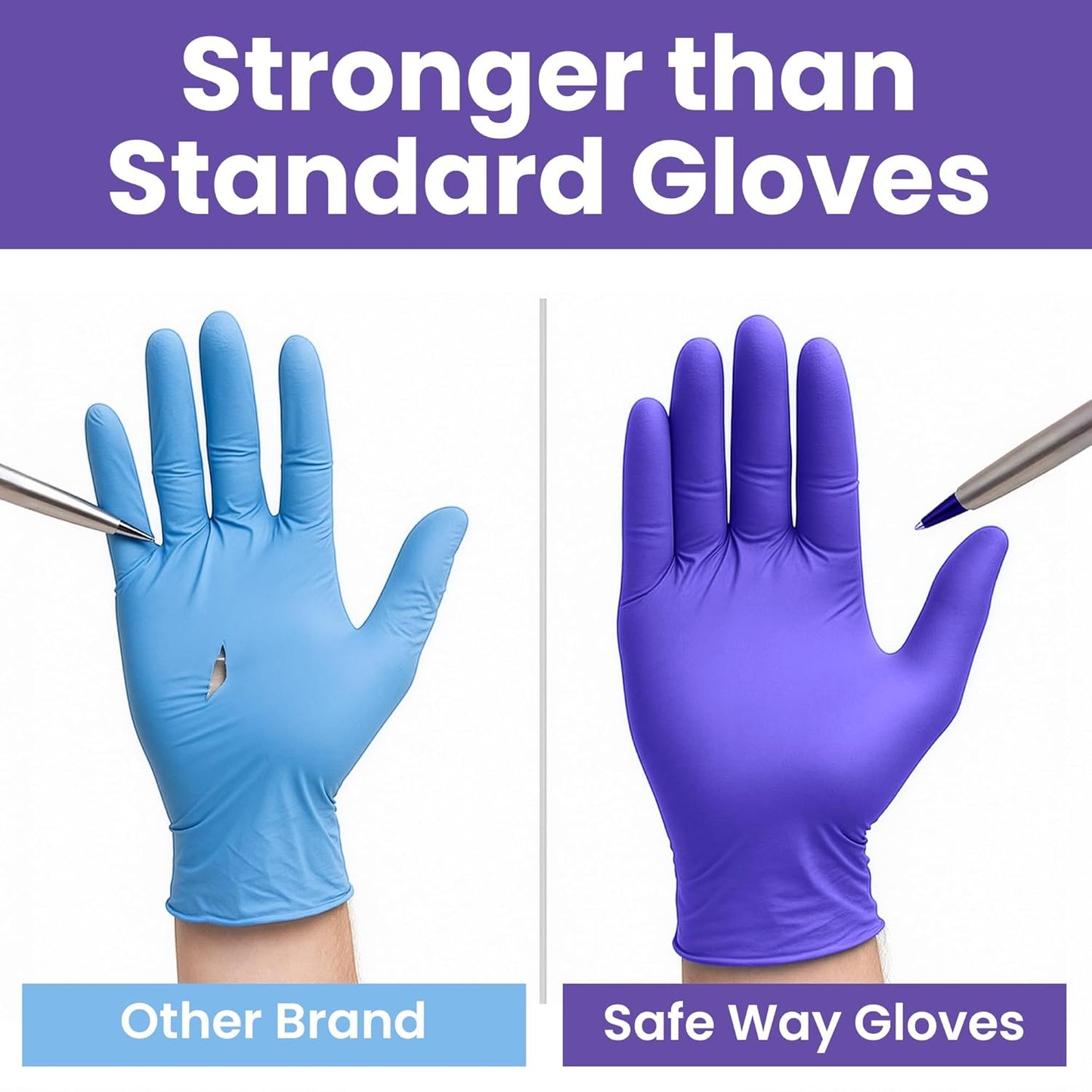 SafeWay Nitrile Disposable Gloves — Multi-Purpose Powder-Free, Non-Latex, Medical Use, and Textured Fingertips for Food Prep, Cleaning, Tattoo, Nursing, Lab, Examination, & More — (8000pcs, 2X Large)