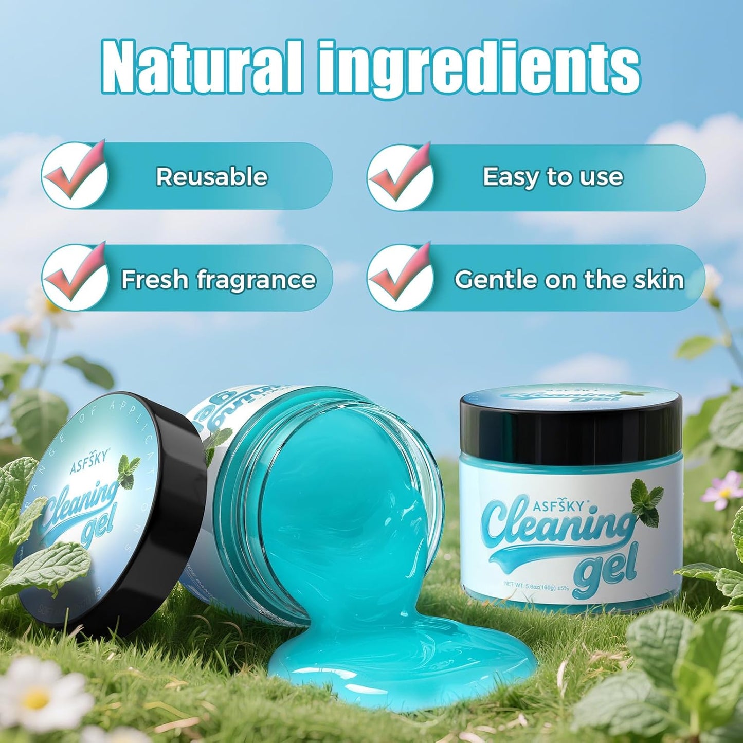 ASFSKY Car Cleaning Gel (Blue,Mint) Cleaning Putty Universal Dust Cleaning Car Interior Cleaner Keyboard Dust Remover Car Slime Gifts for Men Women Girl（1 Pack）