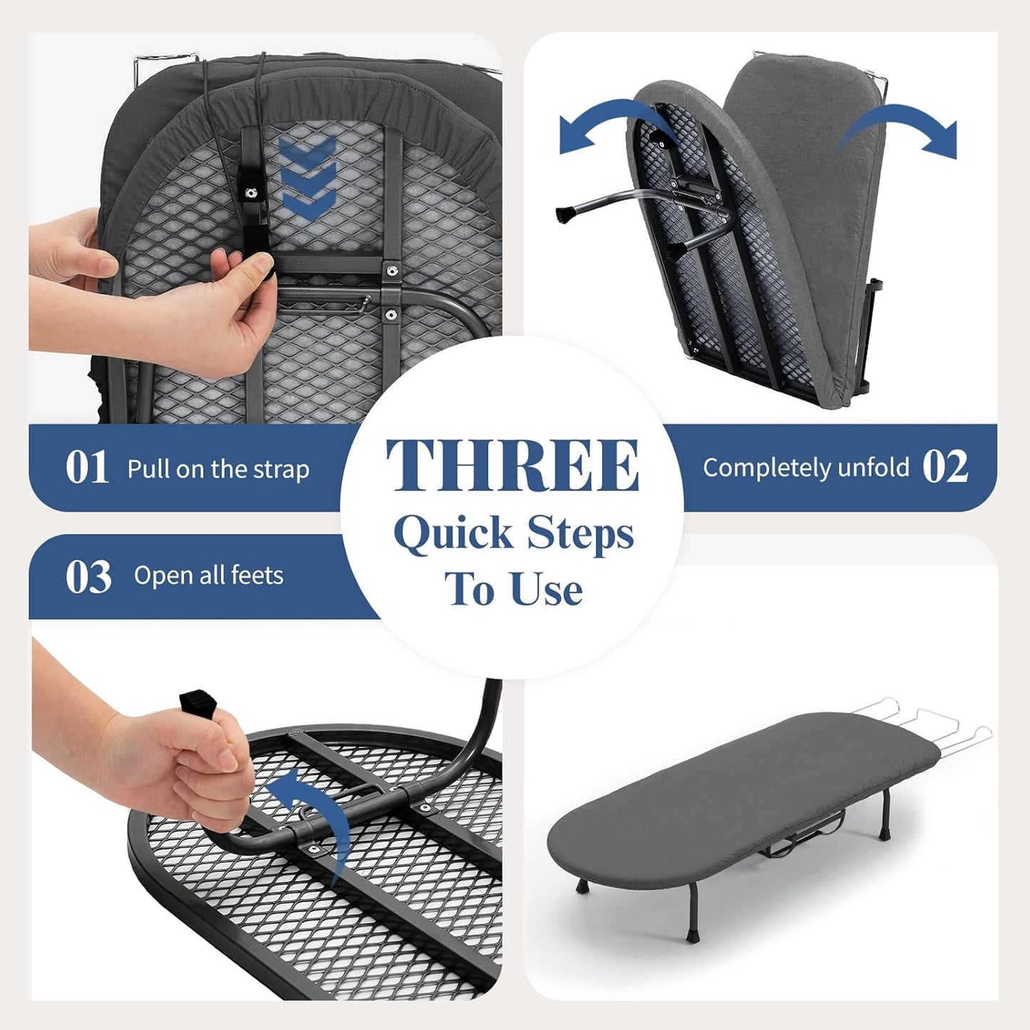 Tabletop Ironing Board with Iron Holder, RAINHOL Small Folding Ironing Board with Cover and Pad, Portable Compact Mini Iron Table for Home & Travel, Black