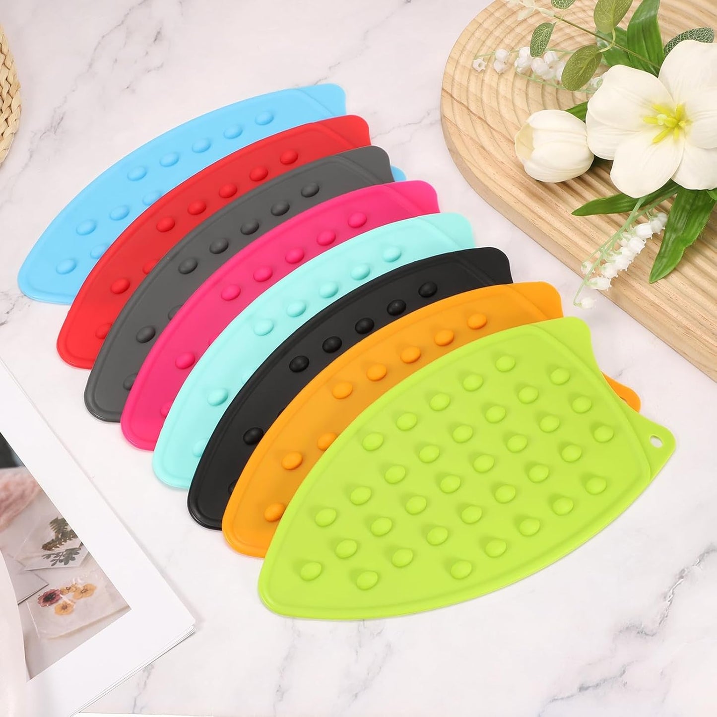 PATIKIL Silicone Iron Rest Pad, 2 Pcs Multipurpose Hot Heat Resistant Iron Rest Plate Protective Pad for Ironing Board Hot Resistant Steamer Steam Compact Mat, Orange