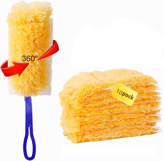 10 Count Heavy Duty Duster Kit for Swiffer Duster, Unscented Disposable Dusters with 1 Handle for Cleaning