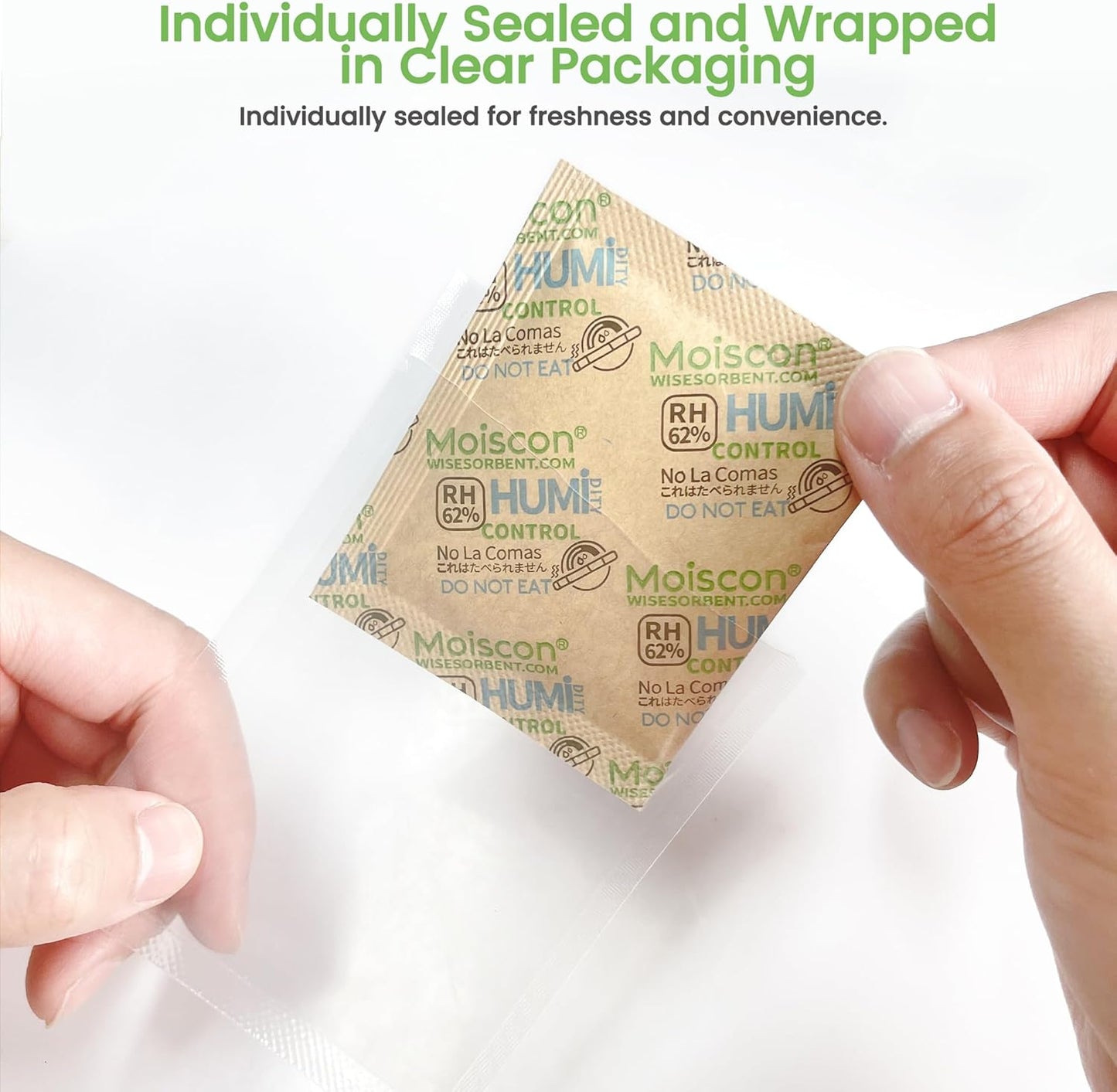 60 Pack 62% RH 8 Gram Two-Way Humidity Control Packs for Storing 1 oz Herb, Size 8 Moisture Control Packets Individually Wrapped