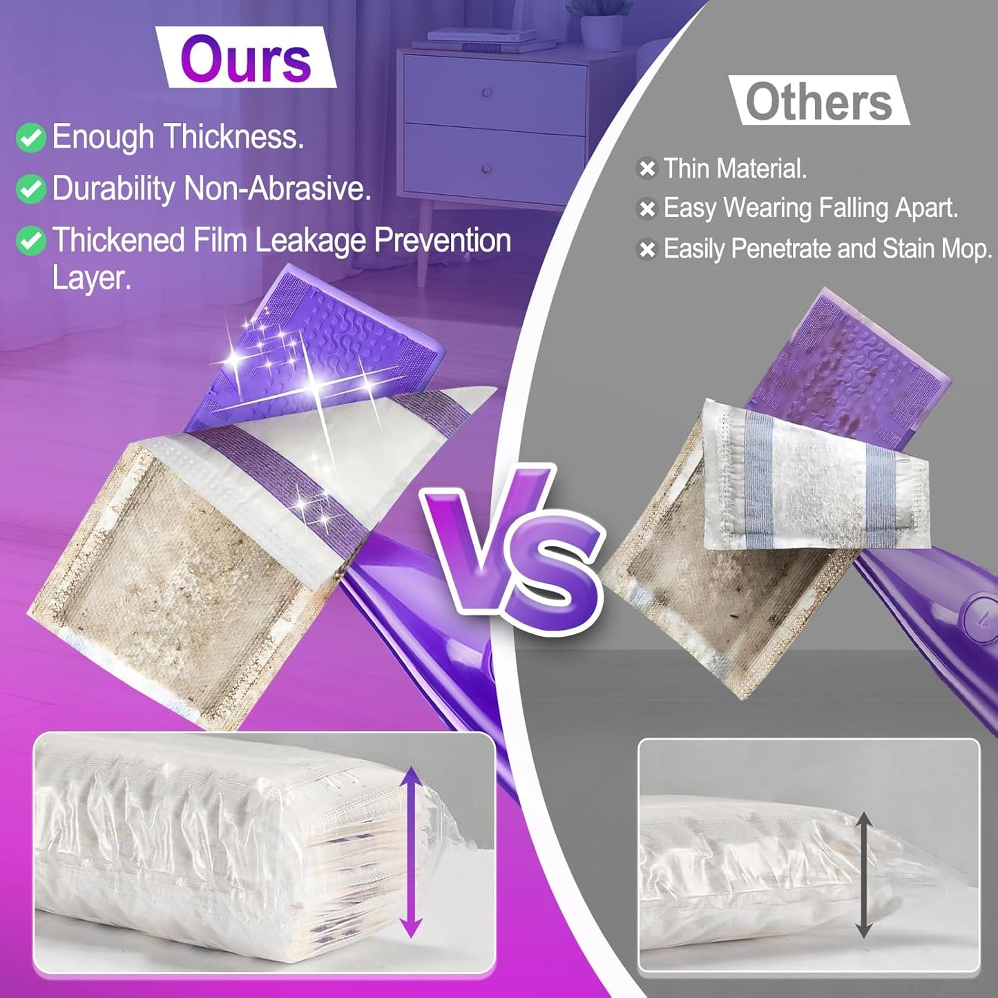 20Pack Mopping Pad Refill for Wetjet Mop Compatible with Wet Pads Refill Replacement for Wet Jet Pads Disposable Multi Surface Floor Mop Pads, Thickness & Absorbent