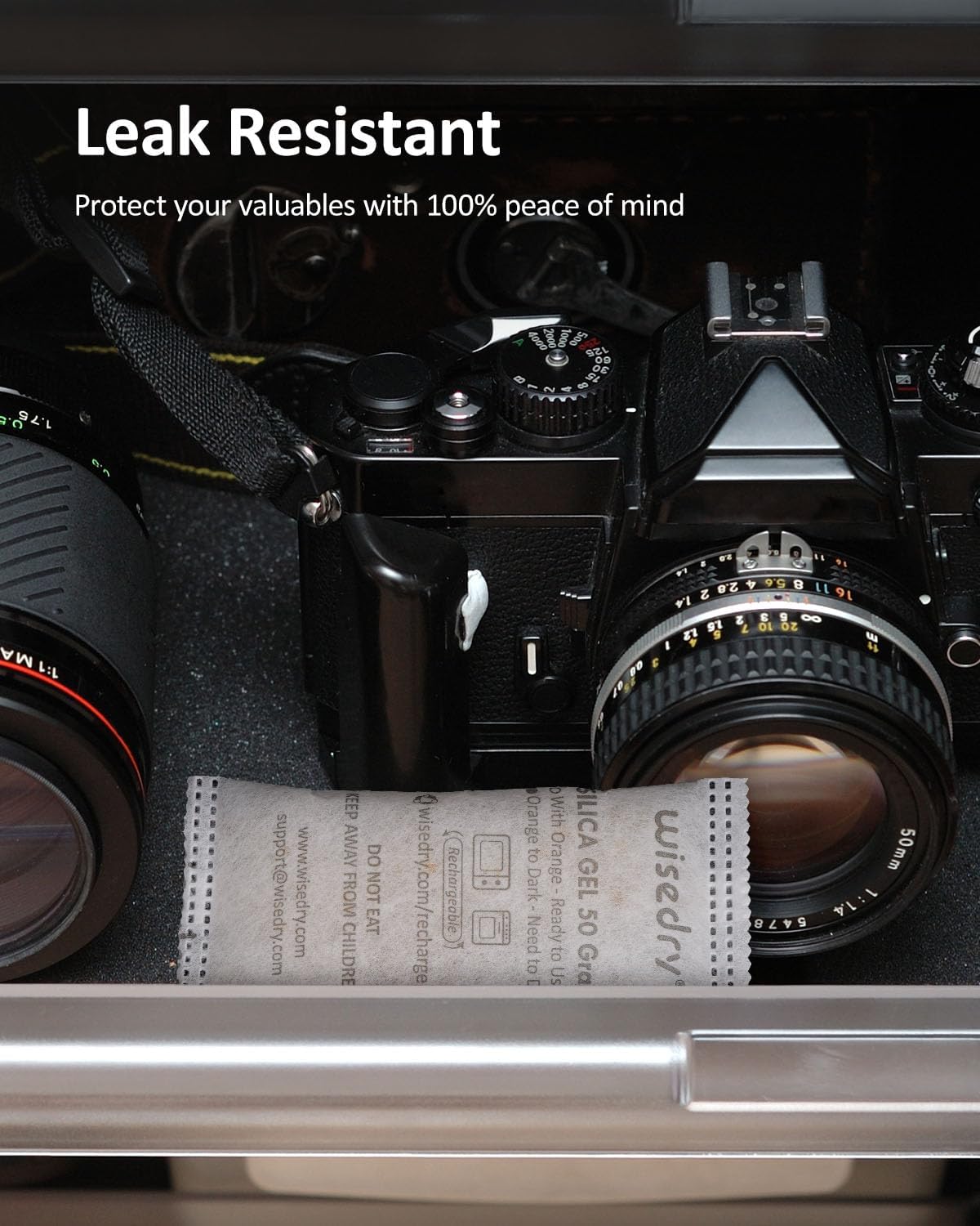 wisedry 50 Gram [6PACKS] Rechargeable Silica Gel Desiccant Packets Fast Reactivate Desiccant Bags Orange to Green indicating for Air Dryer Food Grade