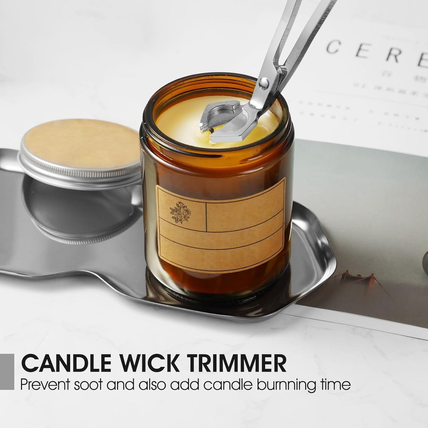 3-in-1 Candle Accessory Set, Wick Trimmer, Candle Snuffer, Wick Spoon, Stainless Steel Material Perfect for Candle Lovers (Silver)