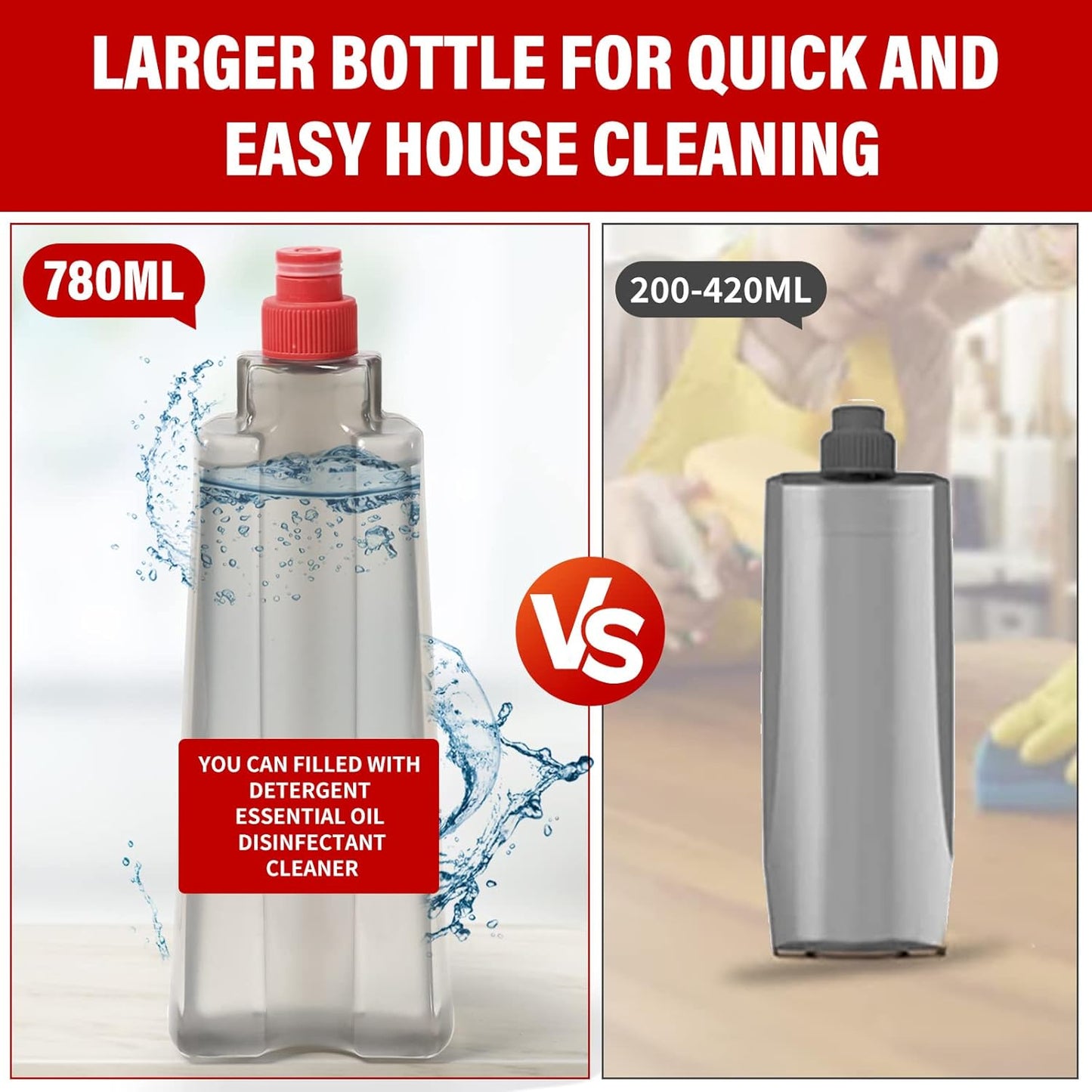 Mop for Floor Cleaning, Professional 18 Inch Washable Reusable 3 Pads Refills and Refillable Spray Bottle for Easy Wet Dry Mopping, Dust Flat Mops for Hardwood Laminate Tile