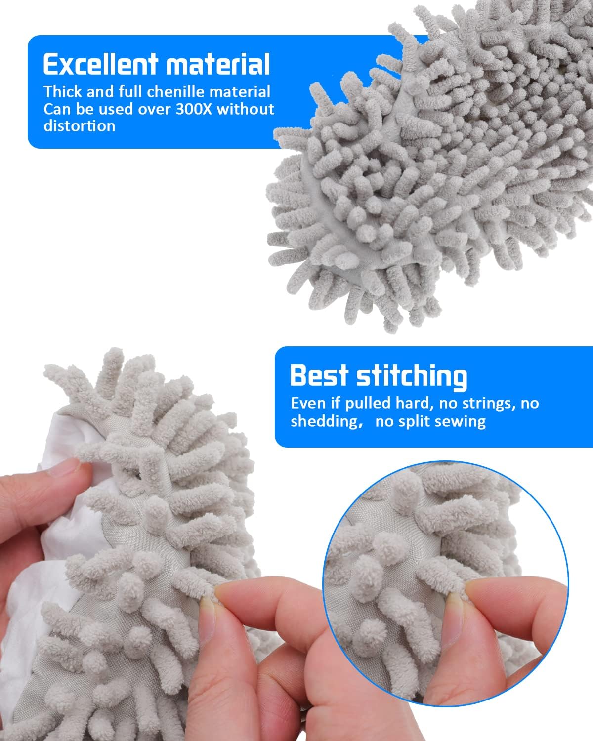 8 Pcs Mop Slippers Socks Floor Cleaning,Microfiber Shoe Covers dust Washable Reusable for Woman Man House Kitchen (Grey)