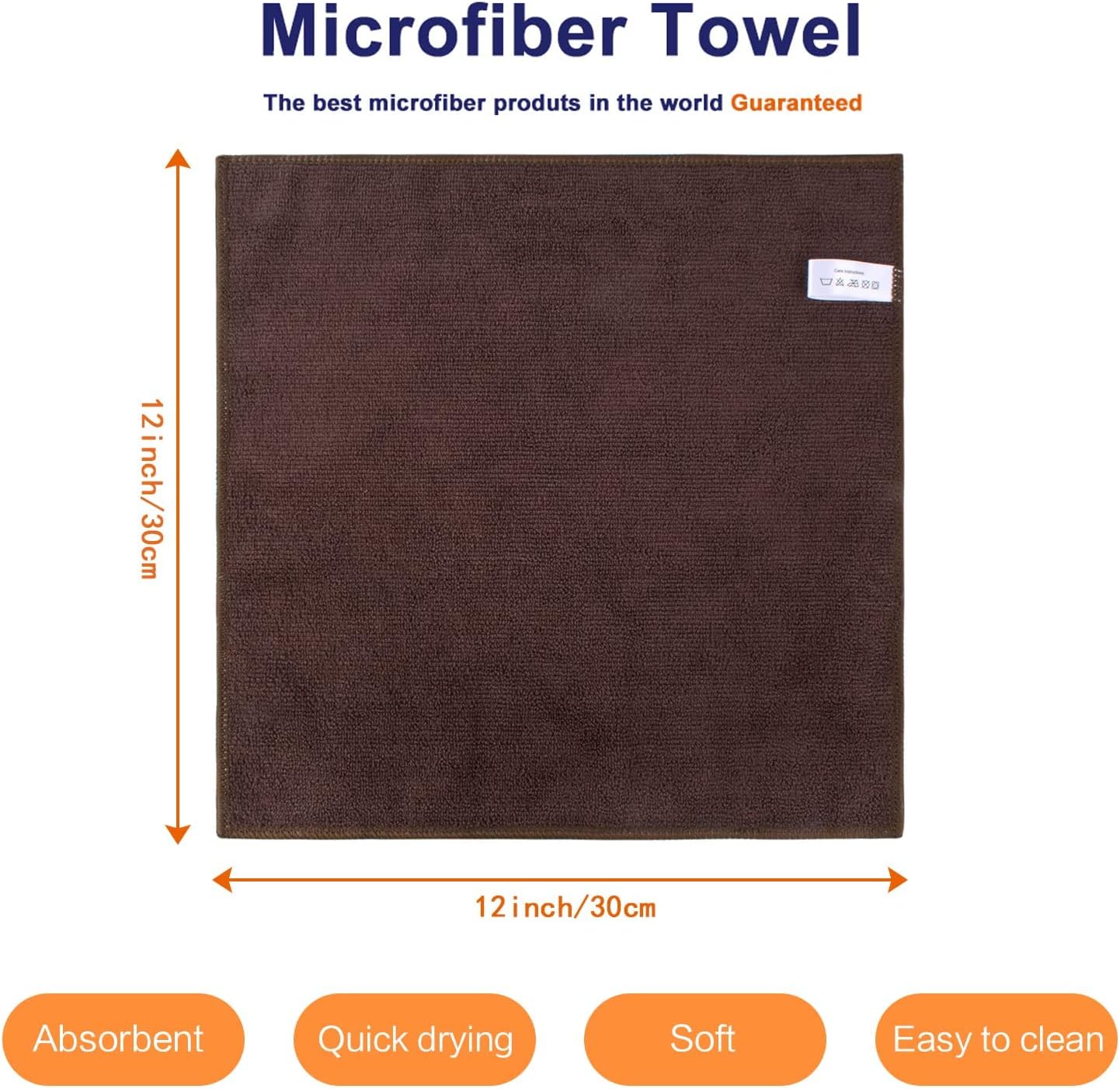 KinHwa Microfiber Dish Cloths for Washing Dishes Ultra Absorbent Dish Rags Fast Drying Kitchen Wash Clothes 12inch x 12inch 10 Pack Brown