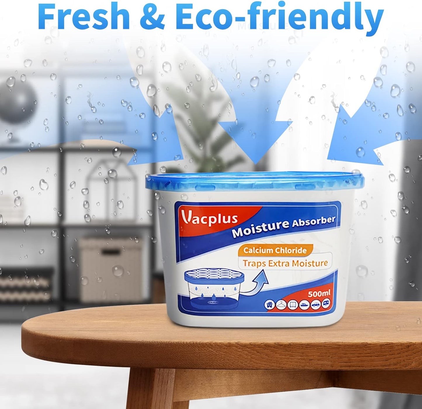 Vacplus Moisture Absorbers 16 Pack, 10.5 Oz, Humidity Absorber Boxes Attracts Extra Moisture from Your Bathroom, Closet, Kitchen, Dehumidifier for Closet (Fragrance Free), Blue