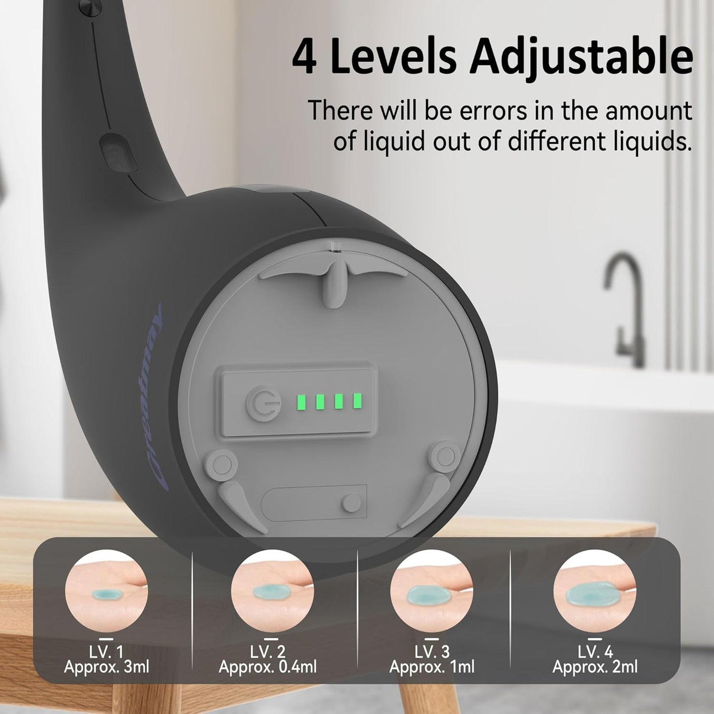 Adjustable Automatic Soap Dispenser Touchless, 4 Adjustable Levels Touchless Sensor Liquid Soap Pump Dispenser，300ml Rechargeable Magnetic Charging Hand Soap Dispenser for Kitchen，Bathroom