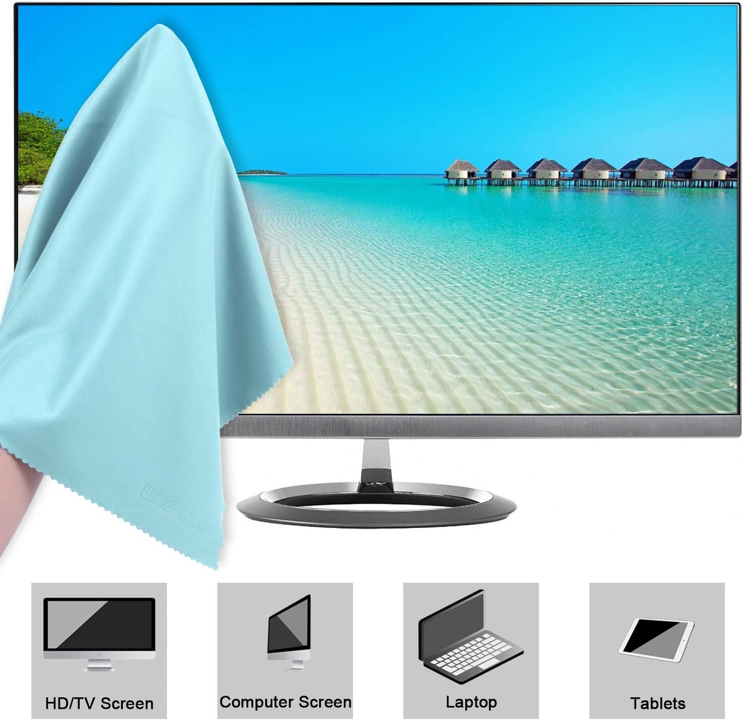 Wisdompro Extra Large 4-Pack Microfiber Cleaning Cloth For Laptop, LCD TV, Computer Screen, Monitor, Tablet, Camera Lens, Glass, Lenses, Phone, iPhone, iPad, other Delicate Surface - Mint (16x16 Inch)