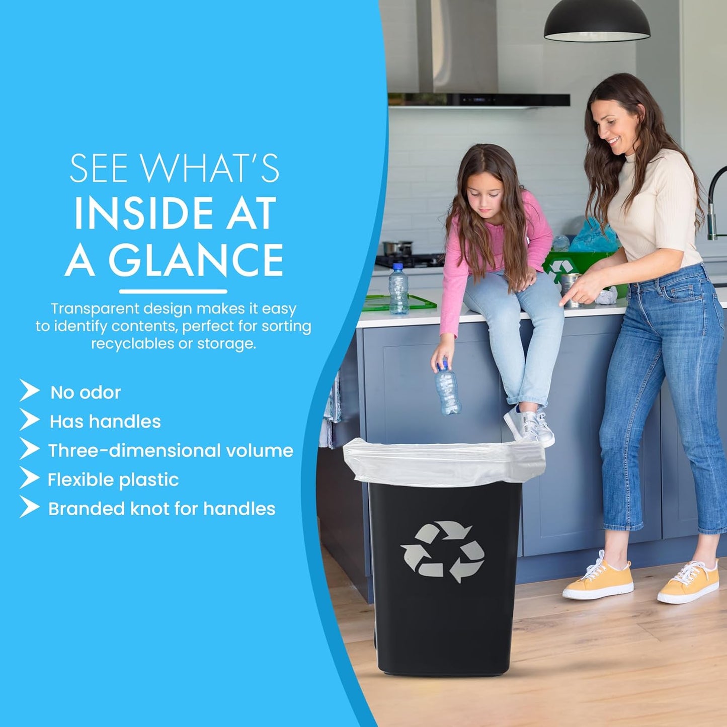 Heavy Duty Contractor Trash Bags with Handles – 33 Gallon, 150 Count | 17 Micron Thick, Extra Large Garbage Bags for Household, Yard Waste, Landscaping & Commercial Use | Secure Signature Knot