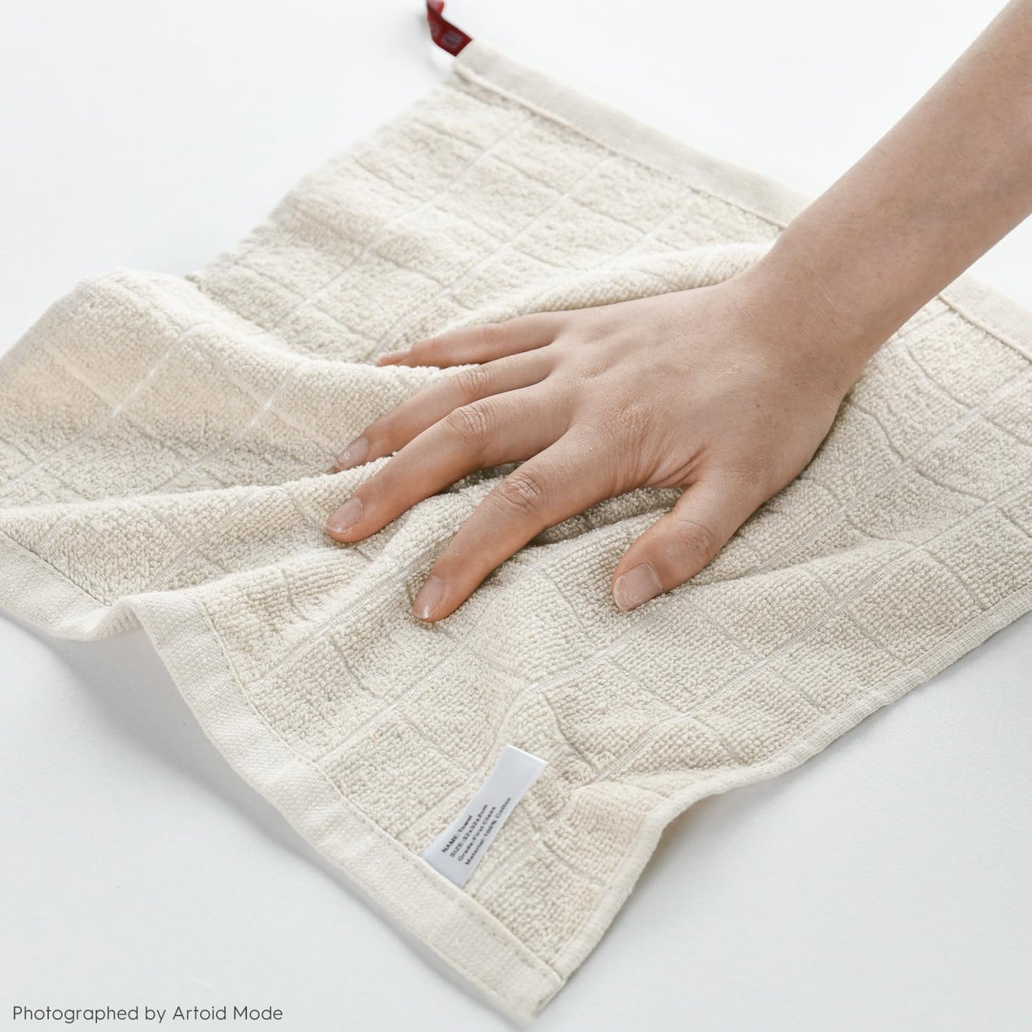 Artoid Mode Checkered Designed Cotton Beige Terry Kitchen Dish Cloths, 12x12 Inch Soft Absorbent Quick Drying Cleaning Kitchen Rags Set of 6