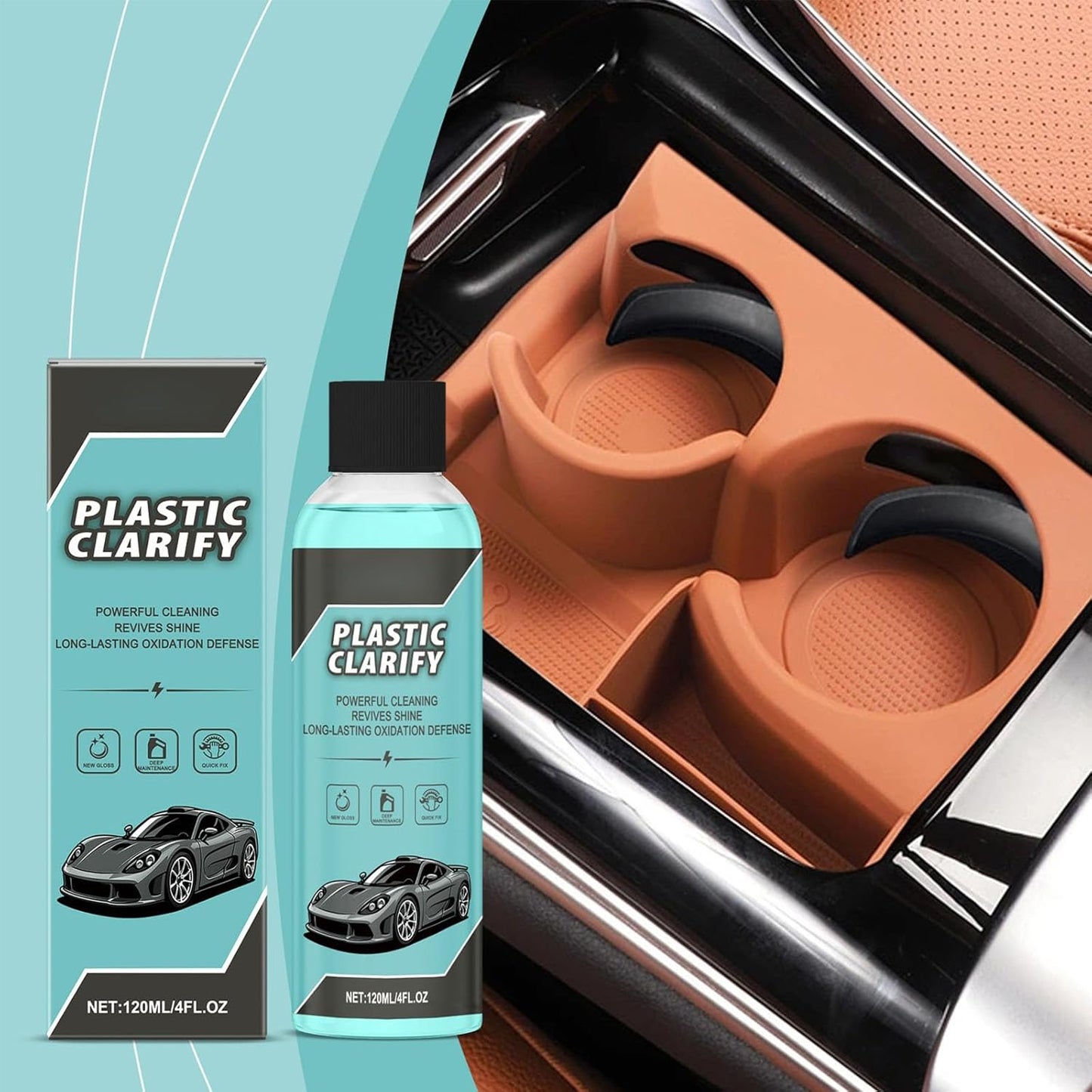 Plastic Clarify for Cars, Plastic Restorer for Cars Exterior, Multifuncional Interior Cleaner for Waterless Car, Detailing Spray, Faded Plastics (3PCS)