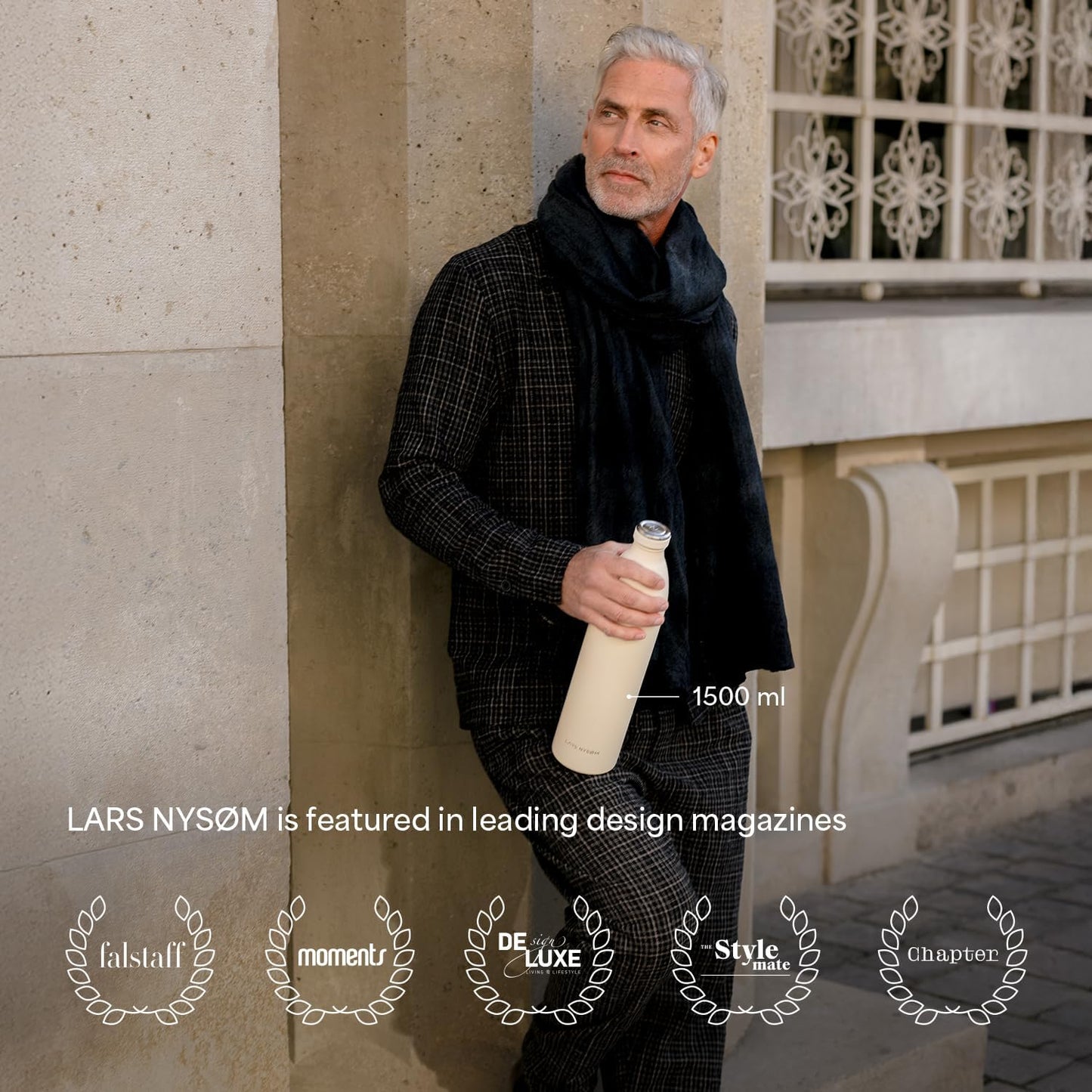 LARS NYSØM Stainless Steel Insulated Water Bottle 12oz 17oz 25oz 34oz 51oz | Insulated Thermo Flask for Hot and Cold Beverages | Leakproof Drinking Bottle (Olive Green, 25.4oz)