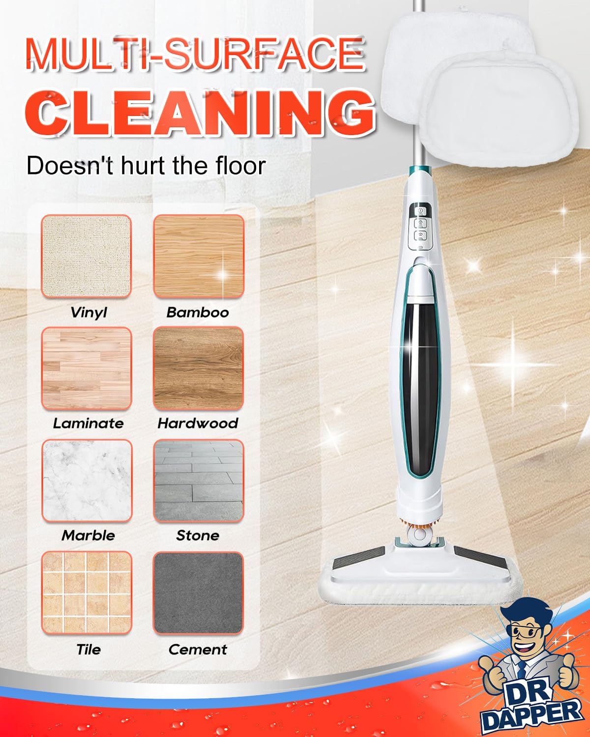 DR DAPPER 2 Pack SMP01 Steam Mop Replacement Pads Compatible with Kenmore SM2060 S200 Series – Washable Mop Pads & Steam Mops Pad for Hardwood Floors