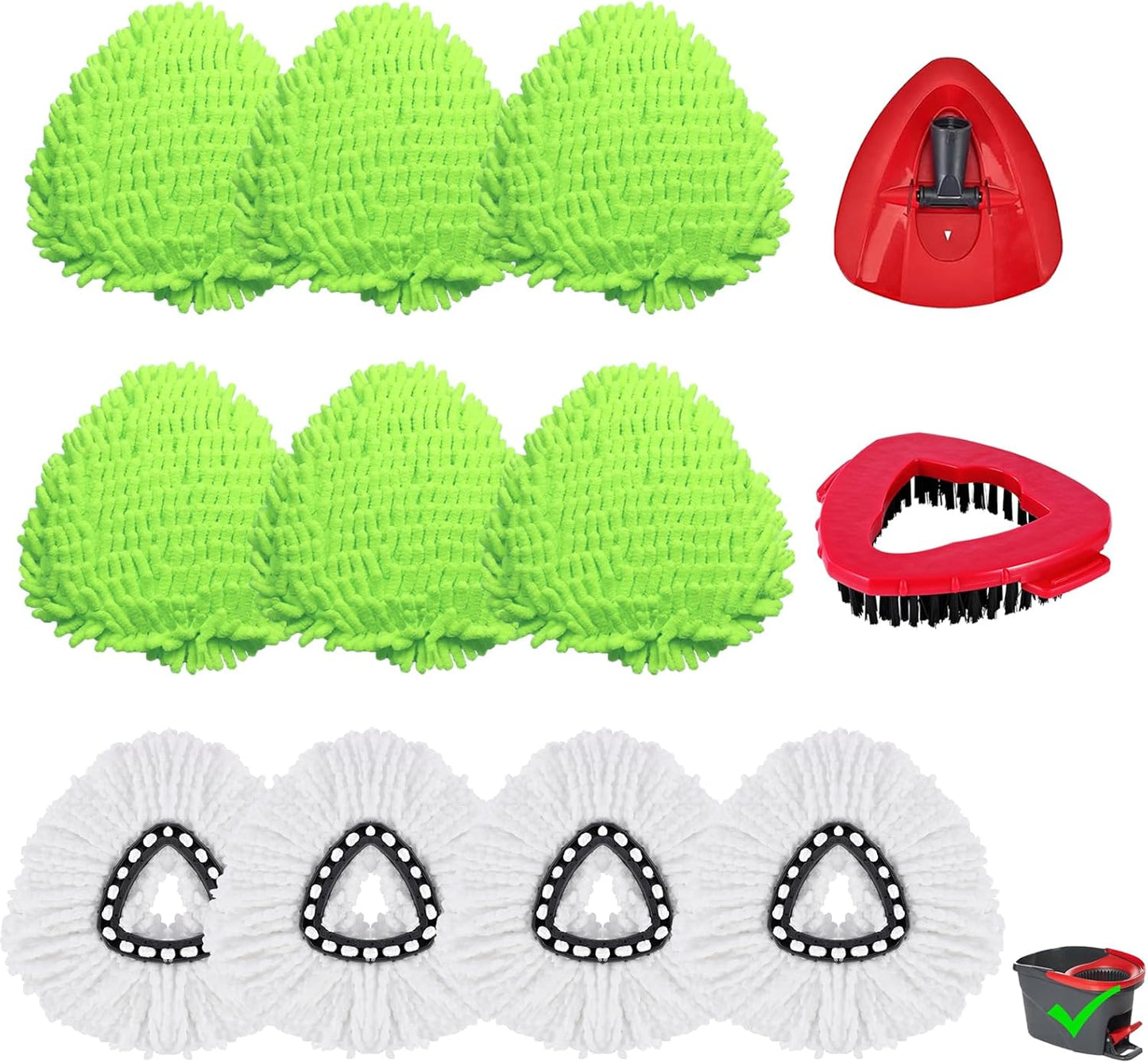 12 Pack Mop Replacement Heads for O-Ceda Mop Replace Head EasyWrin Spin Mop Heads Replacements, Microfiber Spin Mop Refills, Cleaning Mop Head for Living Room and Bath