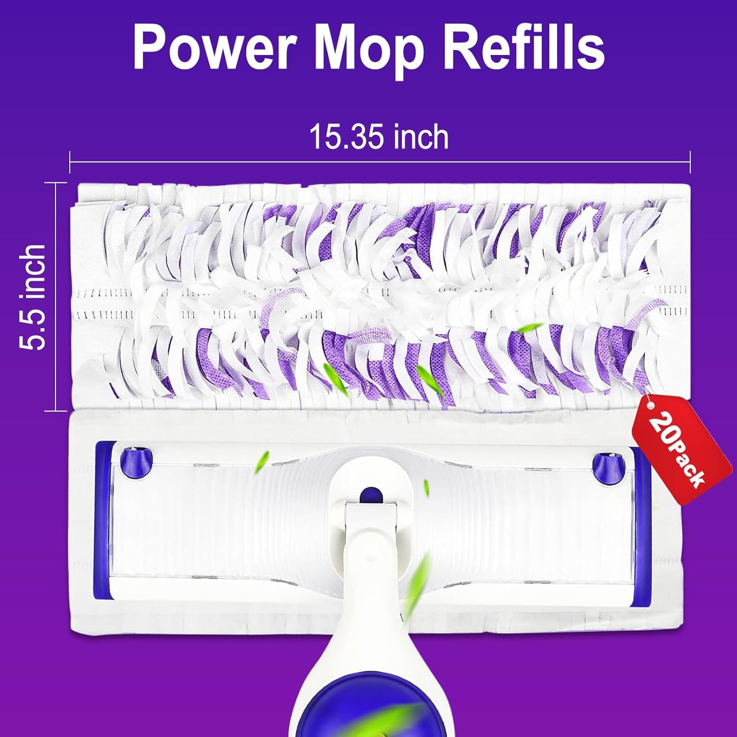 20 Count Power Mop Pads Refills for Swiffer Power Mop Pads,Compatible with Swiffer Power Mop Refills Replacement Disposable Power Mopping Pads Refills for Multi-Surface Floor Cleaning
