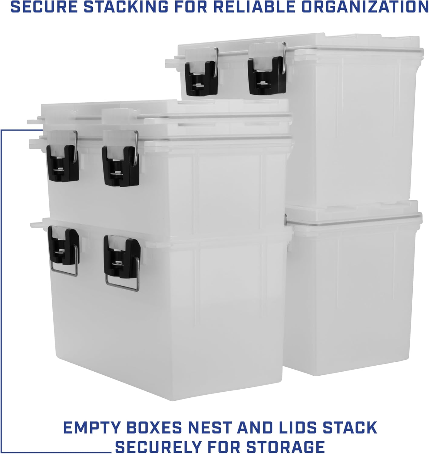 Sheffield 12763 XL Storage Bins With Lids, 2-Pack Stackable Storage Bins, Made in USA, Lockable and Water-Resistant Containers with Lids, Plastic Containers for Home, Classroom, and Dorm