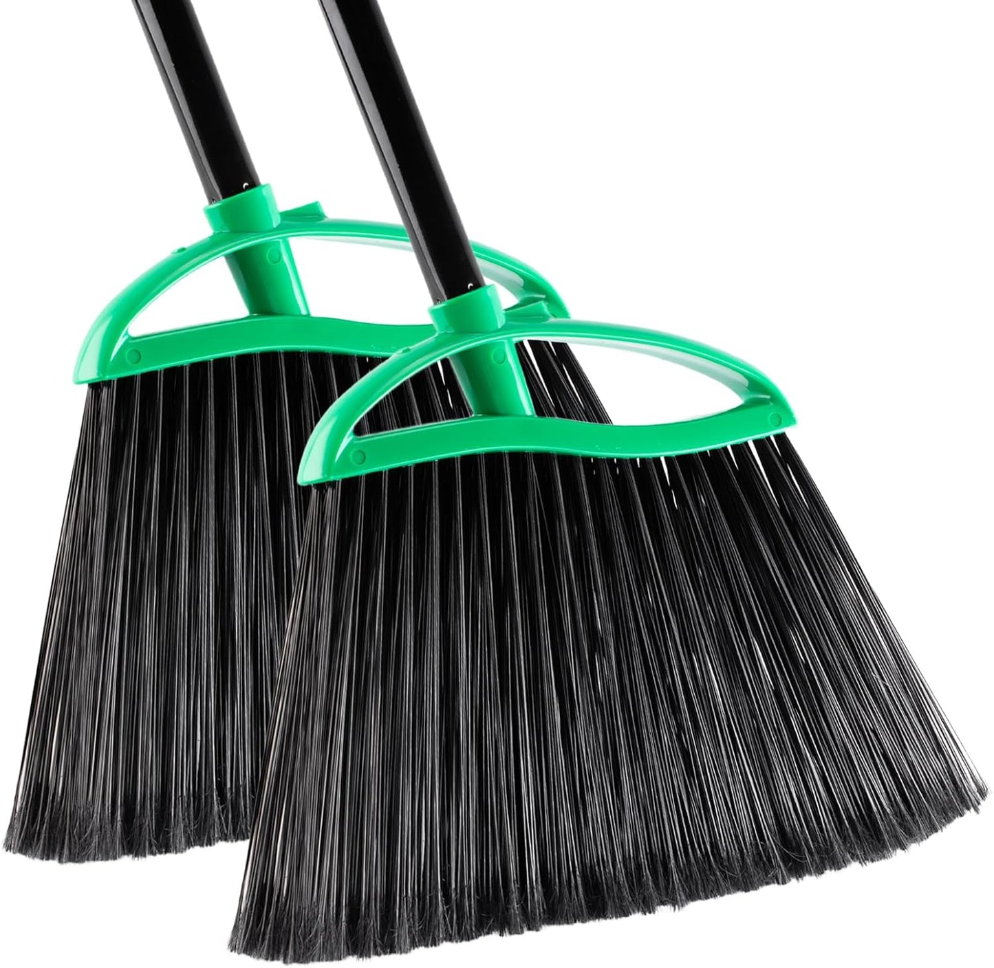2 Pack Angle Broom, 55" Long Handle Heavy-Duty Indoor Outdoor Brooms, Household Commercial Floor Cleaning, for Sweeping Home, Kitchen, Office, Lobby, Deck, Garage, Patio, Shop (Green)