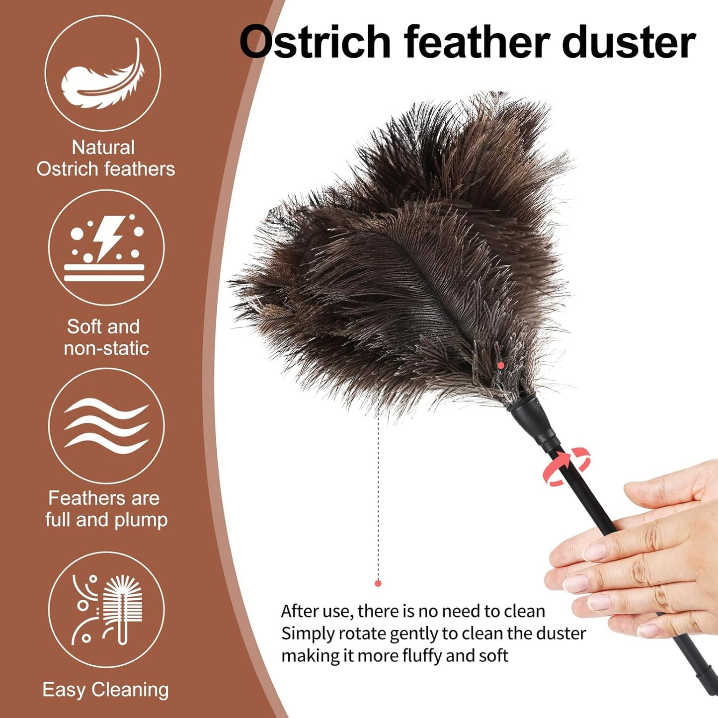 Ostrich Feather Duster-14.9 Inch Mini Natural Feathers Dusters with Plastic Handle Reusable Handheld for Cleaning Supplies Home Car Office(4pcs)