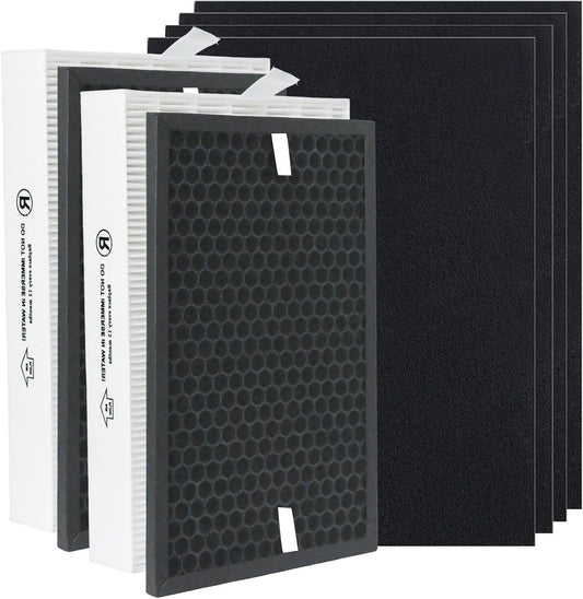 HPA5100B HPA5150 Air Purifier Replacement HEPA Filter Kit Compatible with Honeywell InSight Air Purifiers Model#HPA5100B/5150,2Premium True Hepa Filter+2Enhancement Carbon Filters+4Carbon Pre-Filters