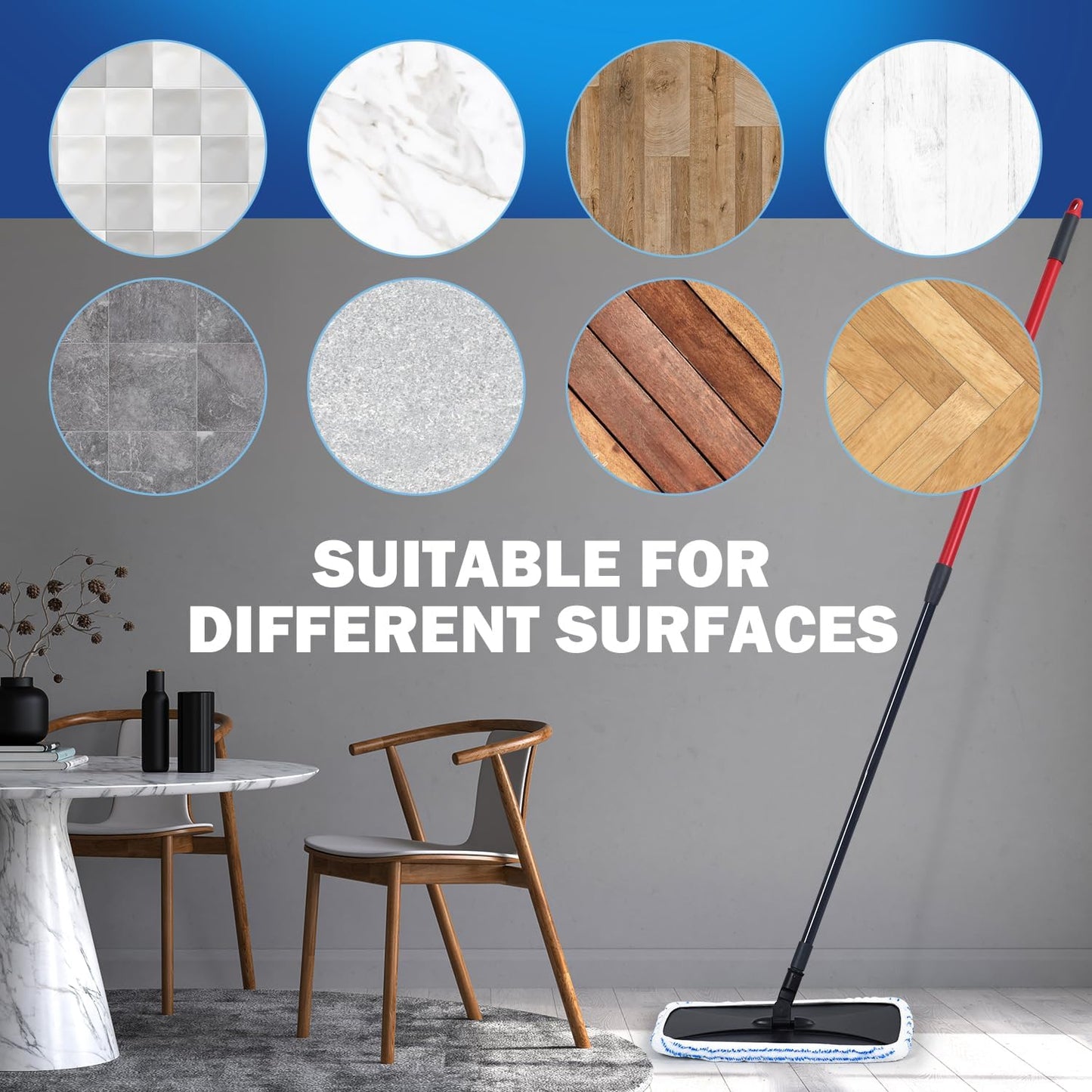 Matthew Microfiber Mop Refills Compatible with Hardwood Floor 'N More, Mop Head Replacement Reusable for Large Surface Compatible with ShMop and All 15 * 8” Flat Mops – 6Pcs Microfiber Mop Pads