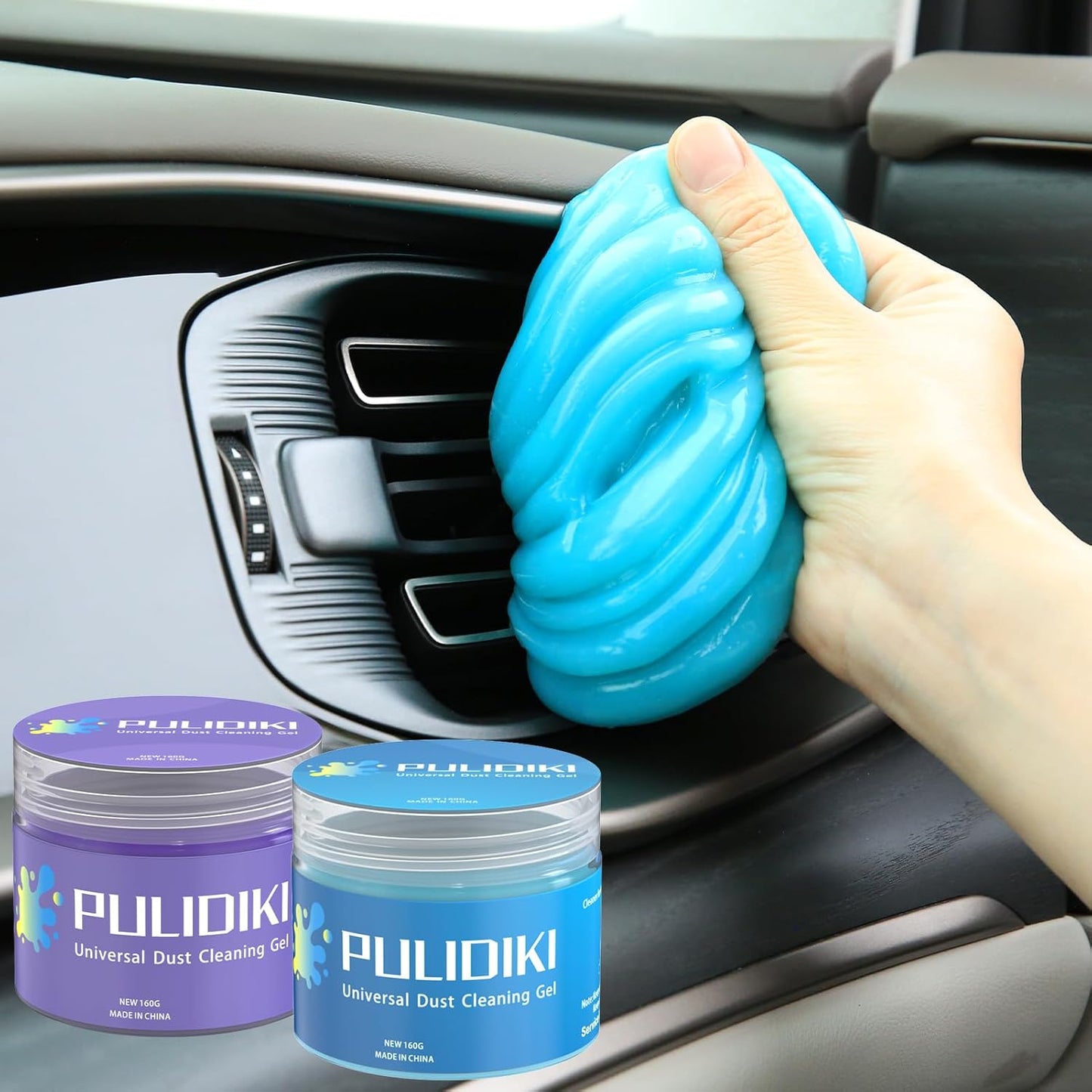 PULIDIKI Car Cleaning Gel for Car Detailing Putty Car Putty Auto Cleaning Kits Car Slime Cleaner Dust Cleaning Gel for Car Interior Cleaner Car Accessories Blue Purple (2Pack)