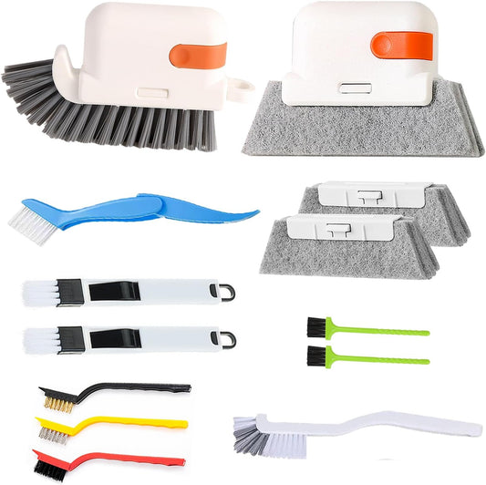 13pcs Window Groove Cleaning Brush Kit, Magic Window Track Cleaner, Crevice Cleaner Brush, Sliding Door Track Cleaner, Gap Cleaning Brush for Sill, Tile Lines, Sliding Door, Keyboard. Small Brush Set.