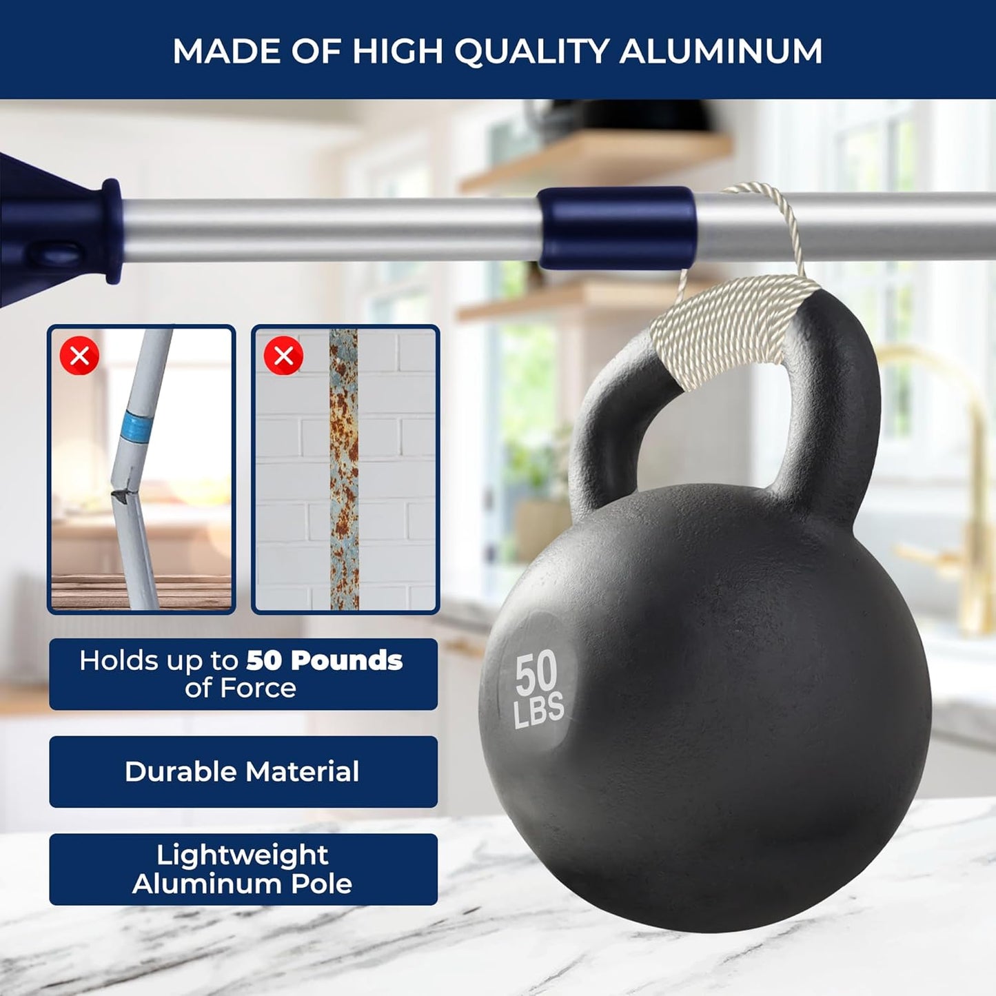 DSV Standard Floor Squeegee for Concrete Floor, 17.5" Large Floor Squeegee Broom for Floor, Heavy Duty Floor Squeegee for Tile Floor with 62" Handle for Garage, Deck, Bathroom, Window, Glass