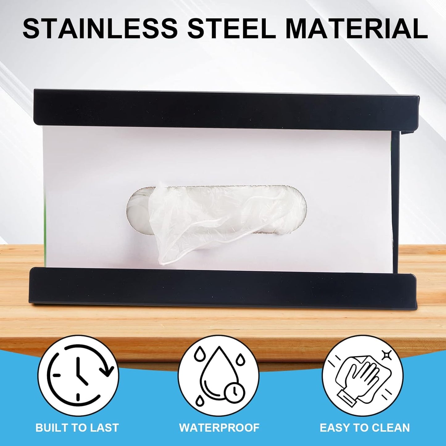 Lounsweer 6 Pcs Magnetic Glove Dispenser Holds Boxes of Towels Paper Tissue Glove Box Holder Wall Mount Kitchen Fridge Tool(Black)