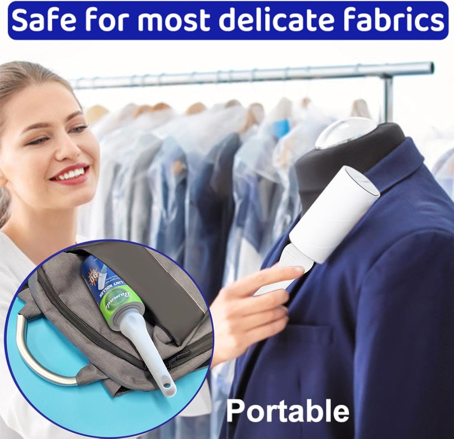 Sticky Lint Roller for Pet Hair: Lint Remover for Dog Cat Hair Mega Value Set 540 Sheets 2 Handles+6 Rollers Fur Removal for Clothes Couch Furniture