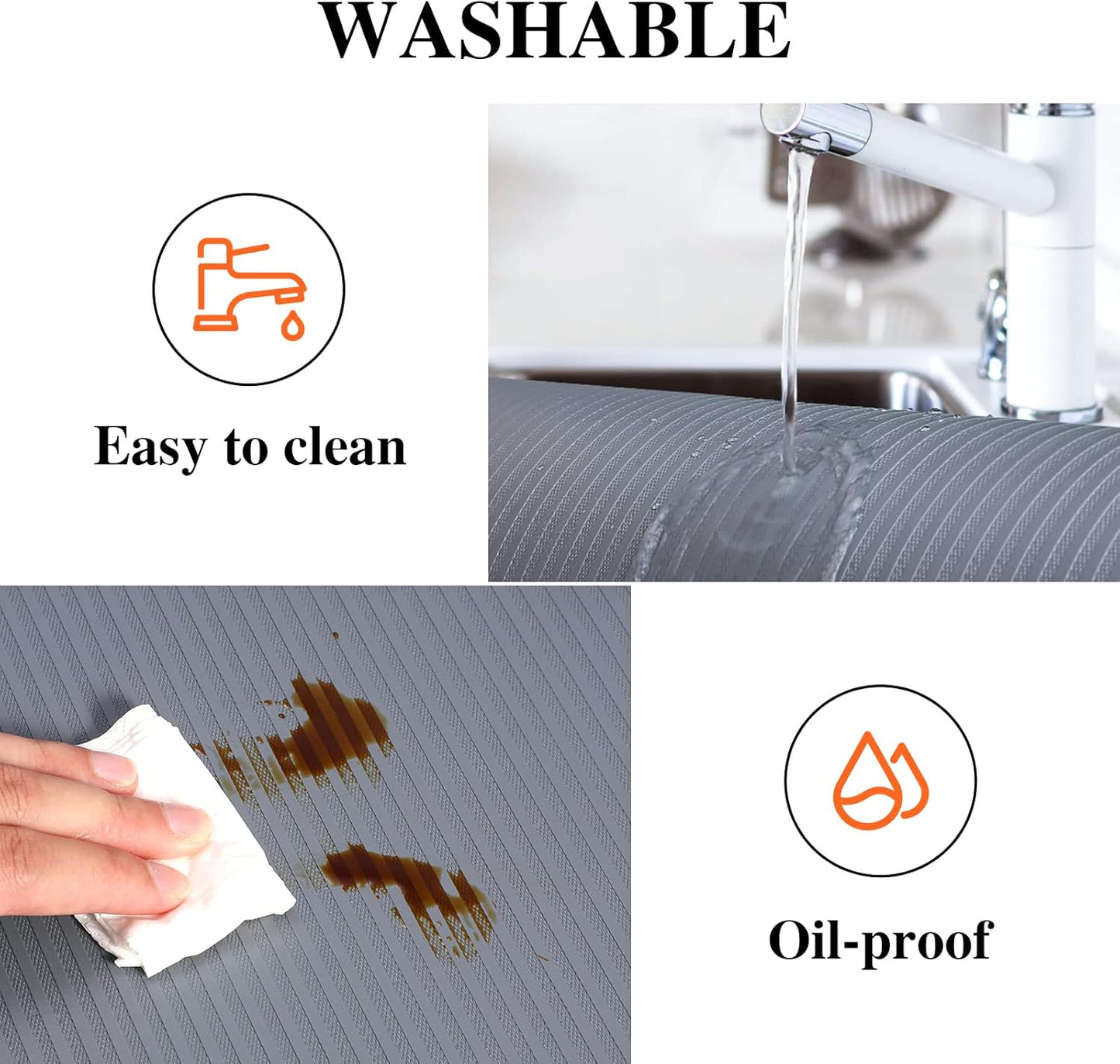 Shelf Liners for Kitchen Cabinets, 24Inch x 30Ft, Non Adhesive Shelf Liner, Non-Slip Kitchen Drawer Liners, Waterproof Durable Cabinet Liners for Shelves, Refrigerator, Pantry, Dark Gray