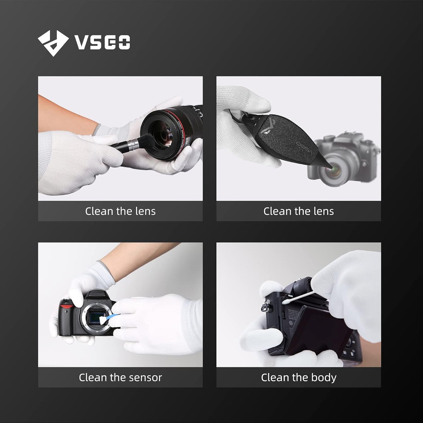 VSGO Professional Camera Cleaning Gloves Anti-Static for Camera and Sensor Cleaning, Compatible with Precision Instruments, White (DDG-1)