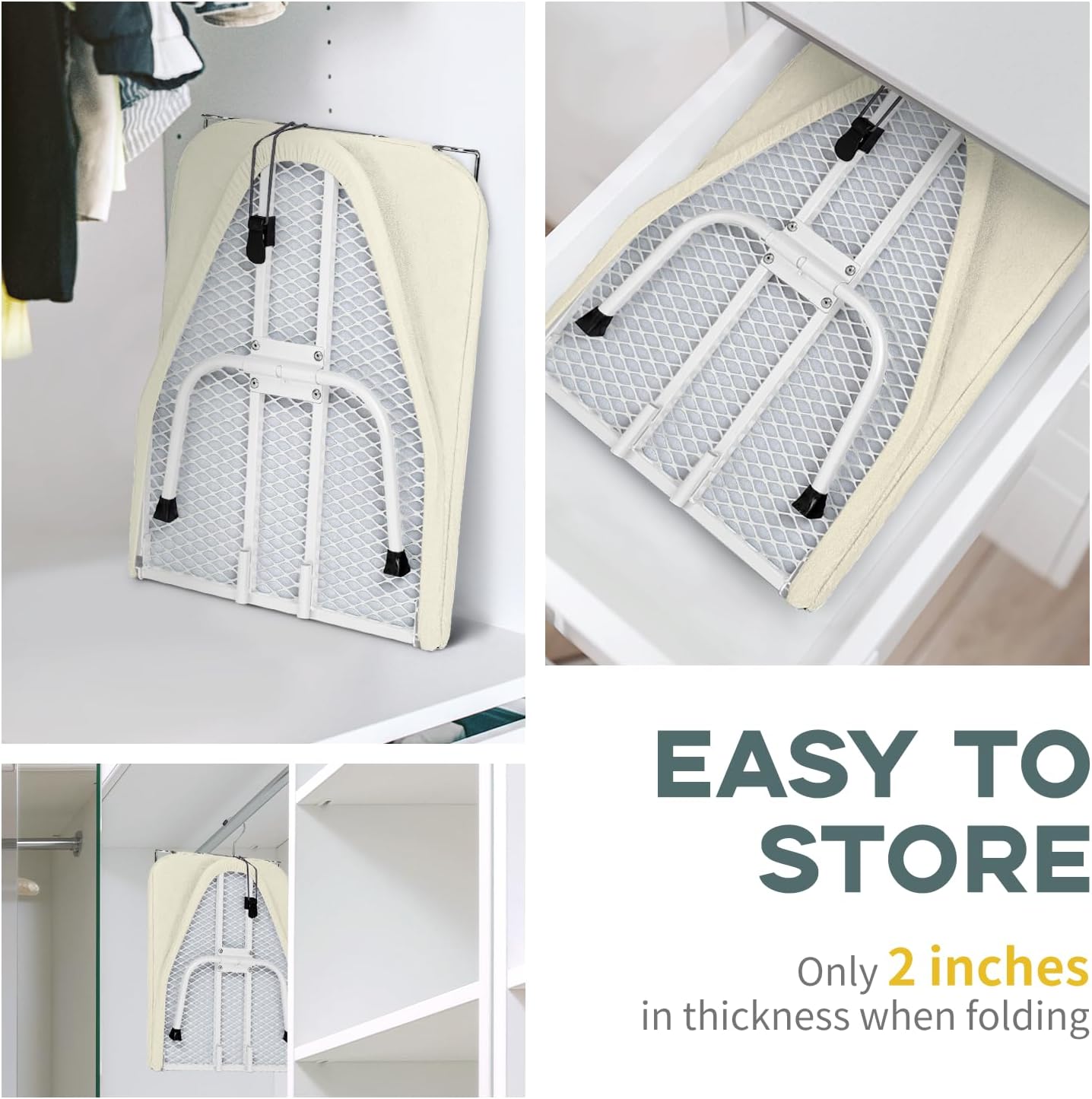 Metal Small Ironing Board Tabletop 31x12, RAINHOL Countertop Mini Iron Board Foldable with Cotton Cover and Pad, Portable and Compact for Travel, Dorms and Small Space