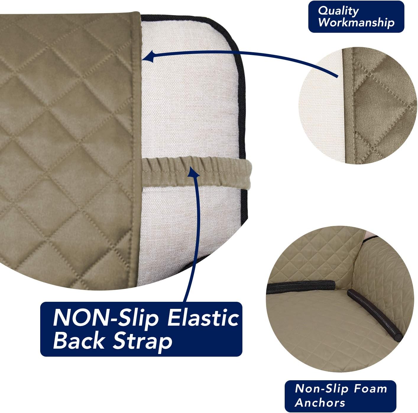 PureFit Reversible Quilted Sofa Cover, Water Resistant Medium Slipcover Furniture Protector, Washable Couch Cover with Non Slip Foam and Elastic Straps for Kids, Dogs, Pets (Loveseat, Beige/Beige)