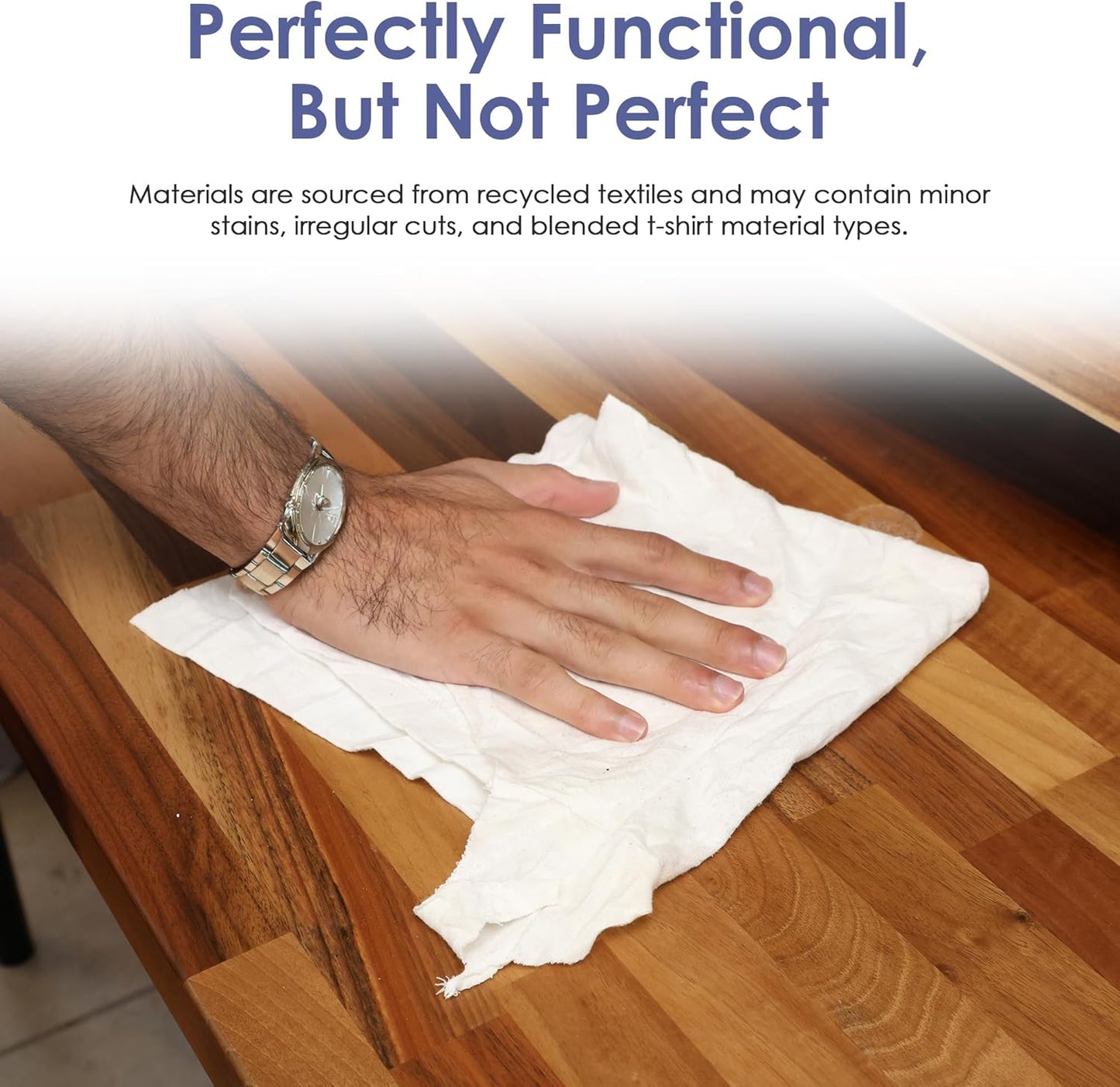 Huck & Terry White T-Shirt Bag of Rags (1 LB Bag), 100% Recycled Material, Cotton Blend Bar Mop, Reclaimed, Eco-Friendly Cloth, Cleaning & Painting Rags, Lint Free, Highly Absorbent