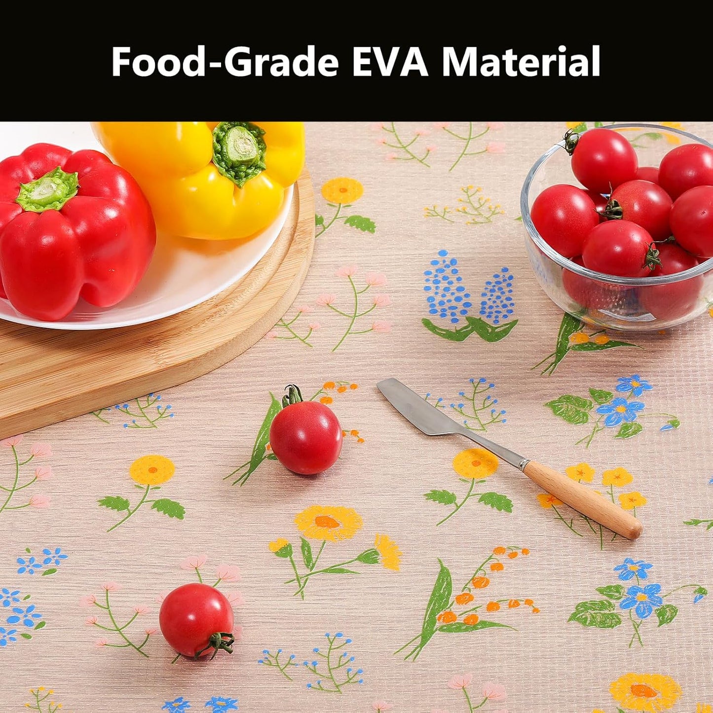 INNOLITES Non-Slip Shelf Liner – Cabinet & Drawer Liner Non-Adhesive – Waterproof Oil-Proof – Durable EVA with Floral for Kitchen Cabinets Refrigerator – BPA-Free, Easy to Cut 23.6" x 360"